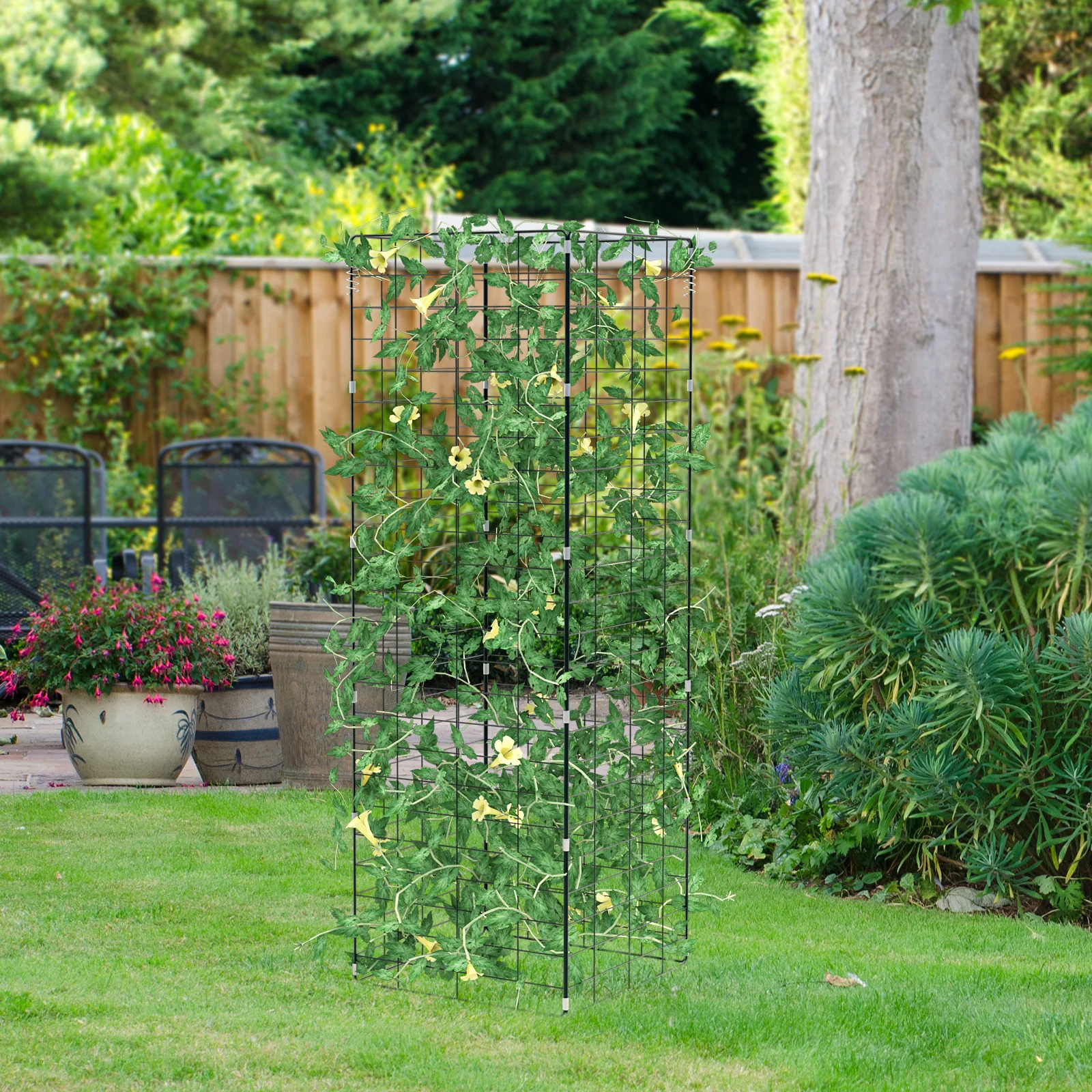 2 Pieces Foldable A-Frame Trellis Plant Supports, Green - Image 2