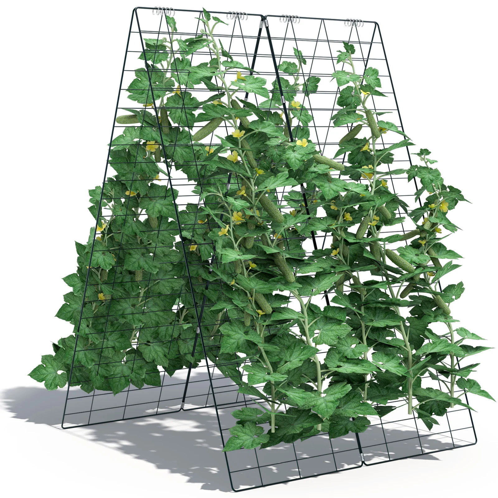 2 Pieces Foldable A-Frame Trellis Plant Supports, Green - Image 5