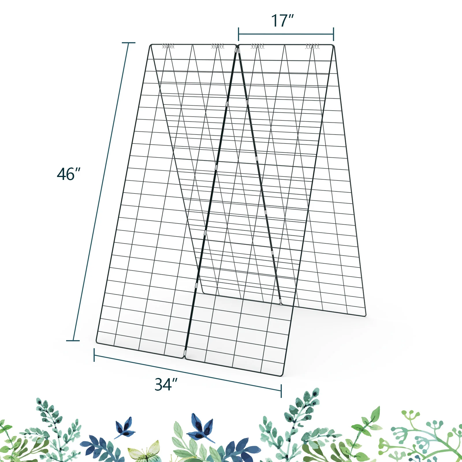 2 Pieces Foldable A-Frame Trellis Plant Supports, Green - Image 6