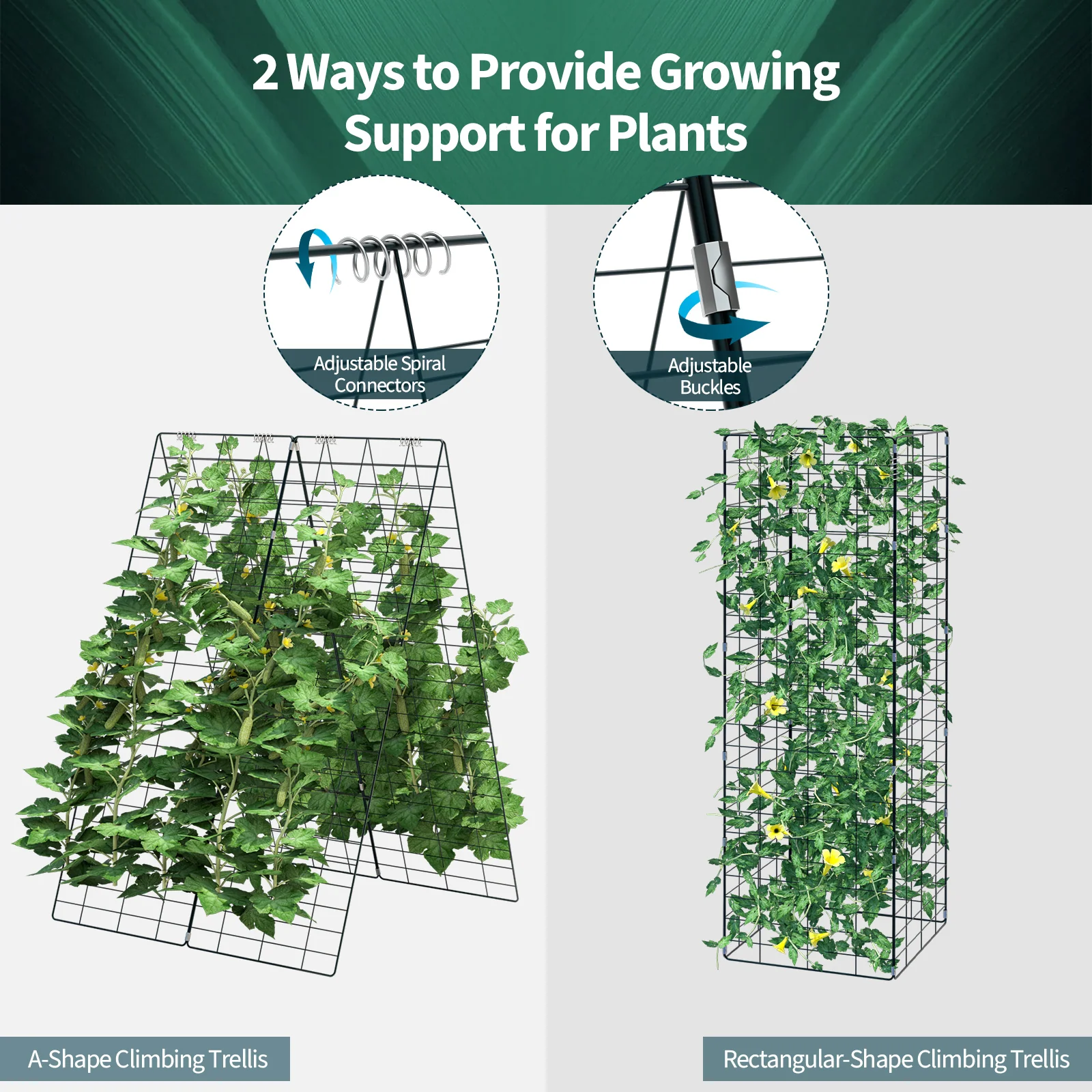 2 Pieces Foldable A-Frame Trellis Plant Supports, Green - Image 7