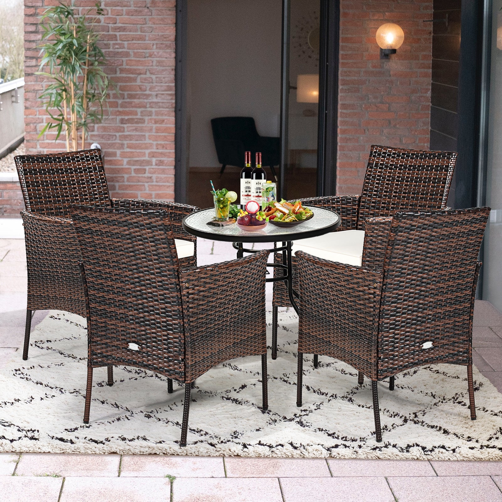 2 Pieces Outdoor PE Rattan Armchairs, Removable Cushions, Brown - Image 8