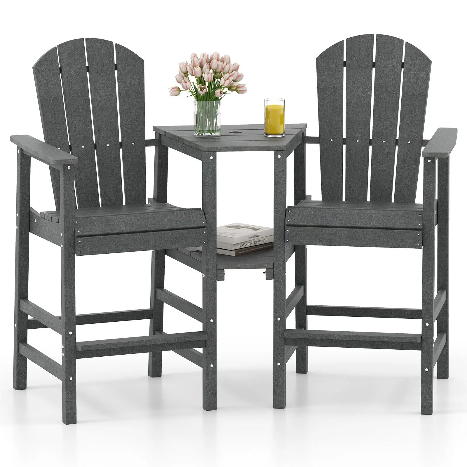 2-Seat Adirondack Chair, All-Weather, Gray - Image 4