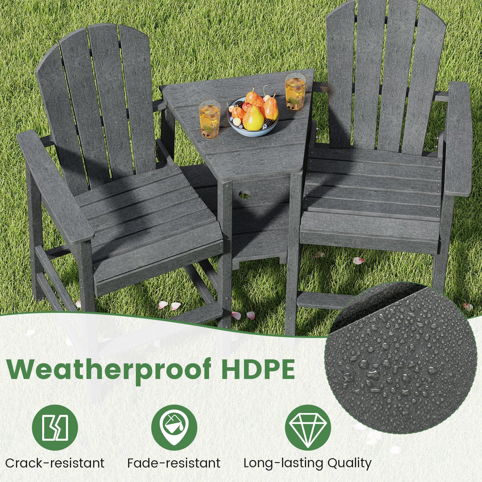 2-Seat Adirondack Chair, All-Weather, Gray - Image 8