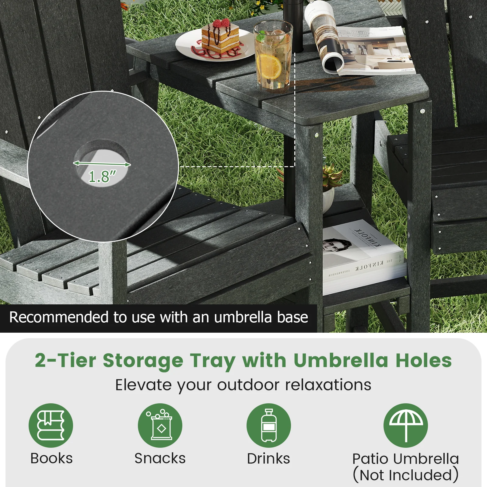 2-Seat Adirondack Chair, All-Weather, Gray - Image 9