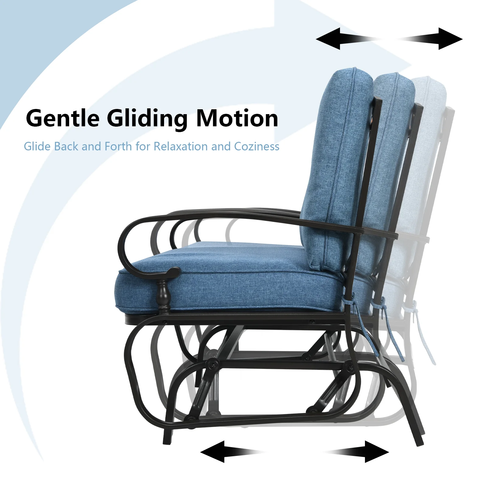 2 Seat Outdoor Swing Glider Chair, Blue - Image 6