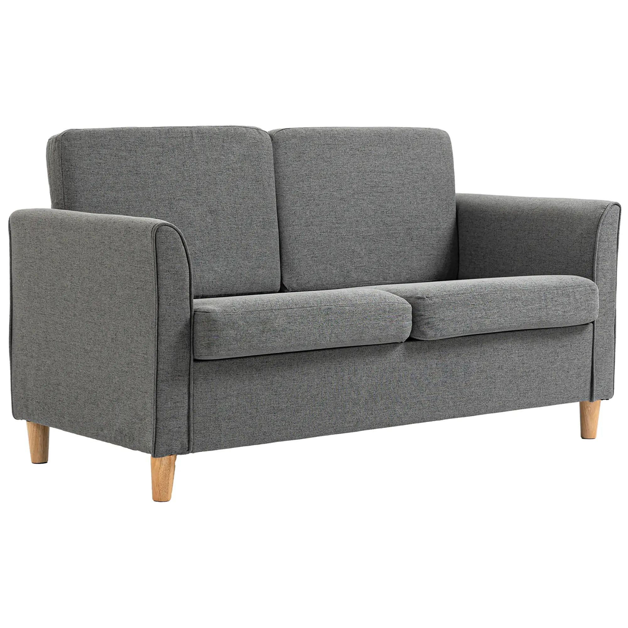 2-Seat Sofa with Armrests, Wood Legs, for Living Room, Grey - Image 11