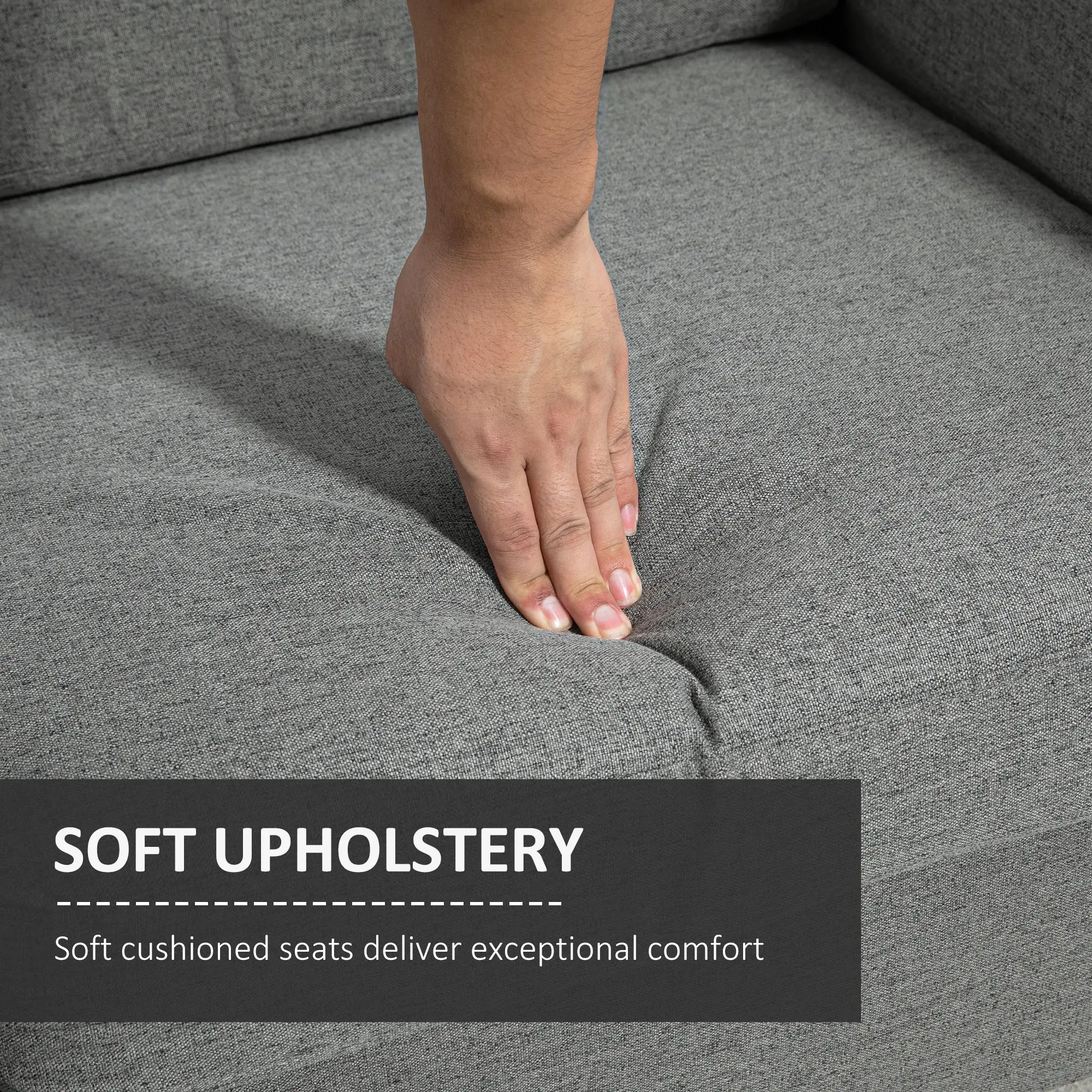 2-Seat Sofa with Armrests, Wood Legs, for Living Room, Grey - Image 4