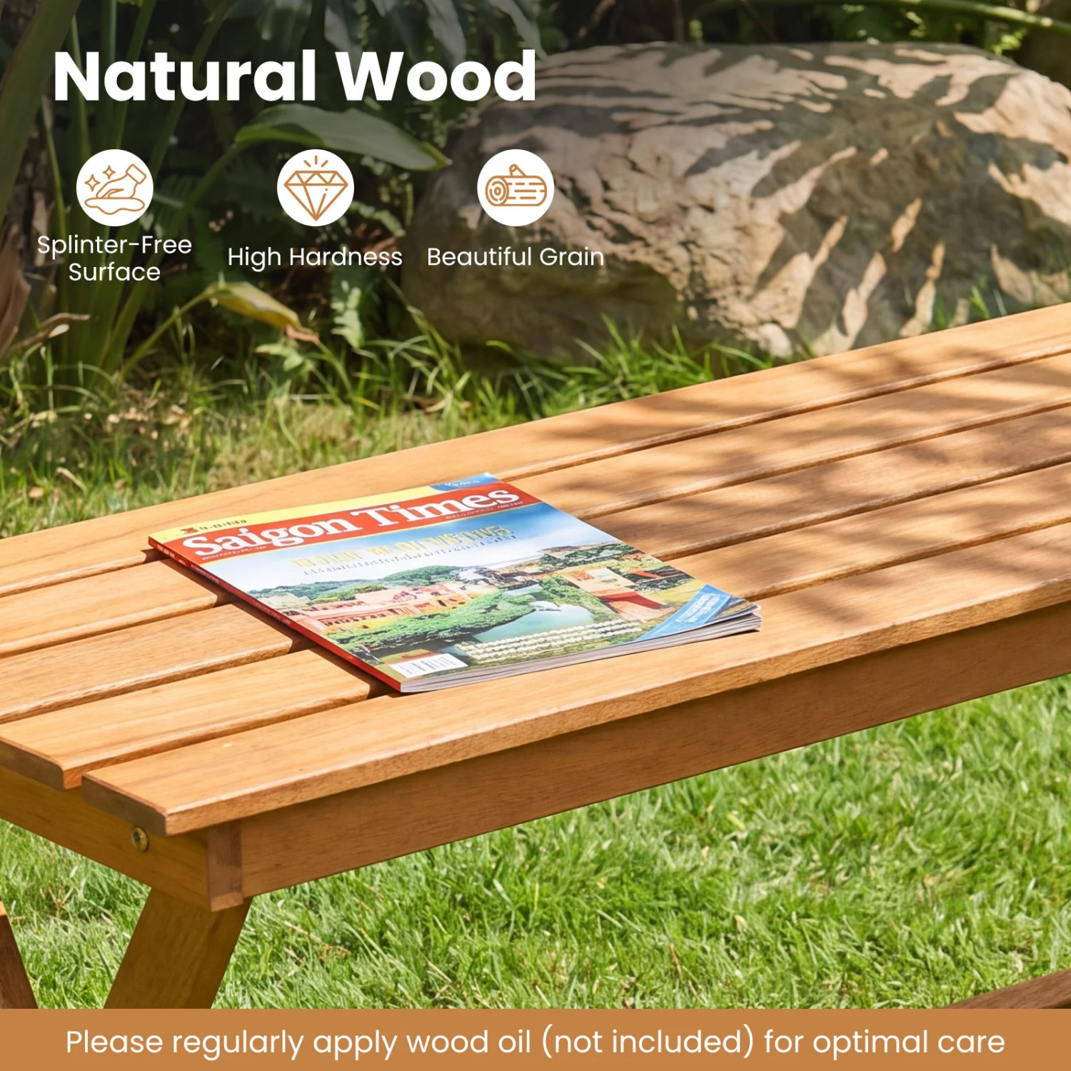 2-Seat Wooden Garden Bench, X-Shaped Legs, Set of 2 - Image 4