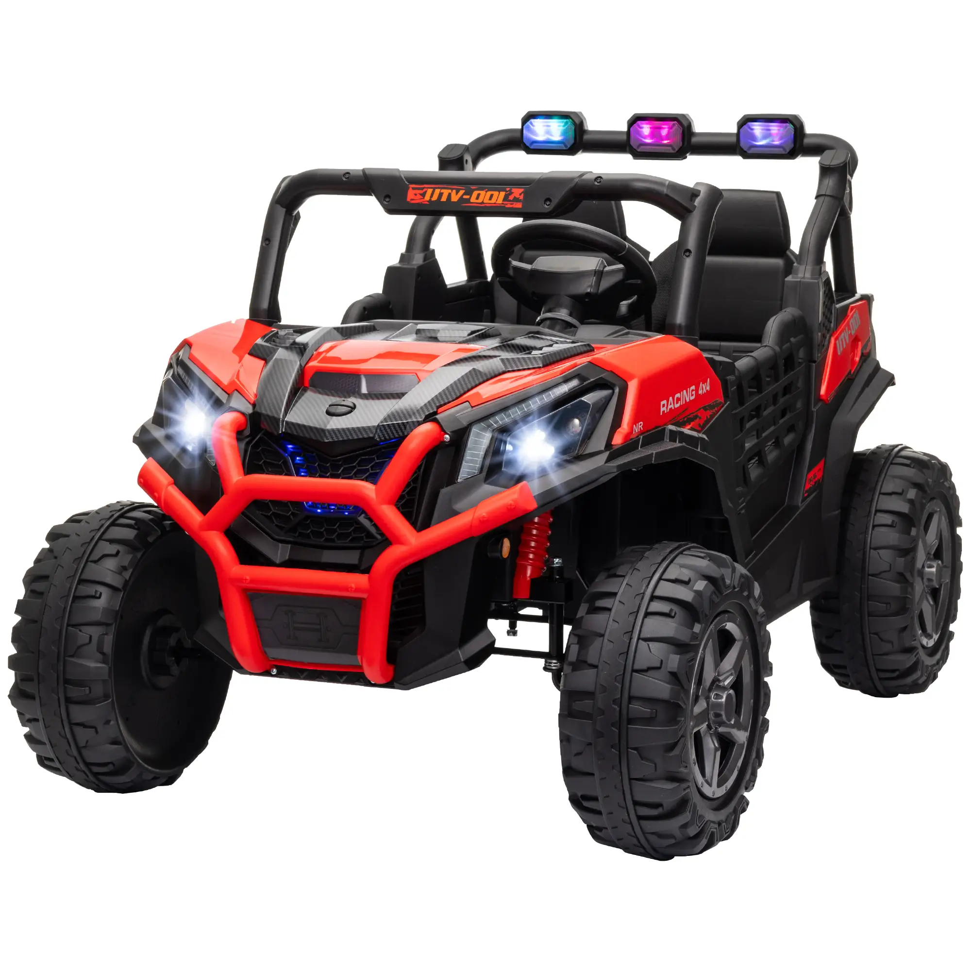 2 Seater 24V Electric Car for Kids, Remote Control, 3 Speed, LED Lights, Red