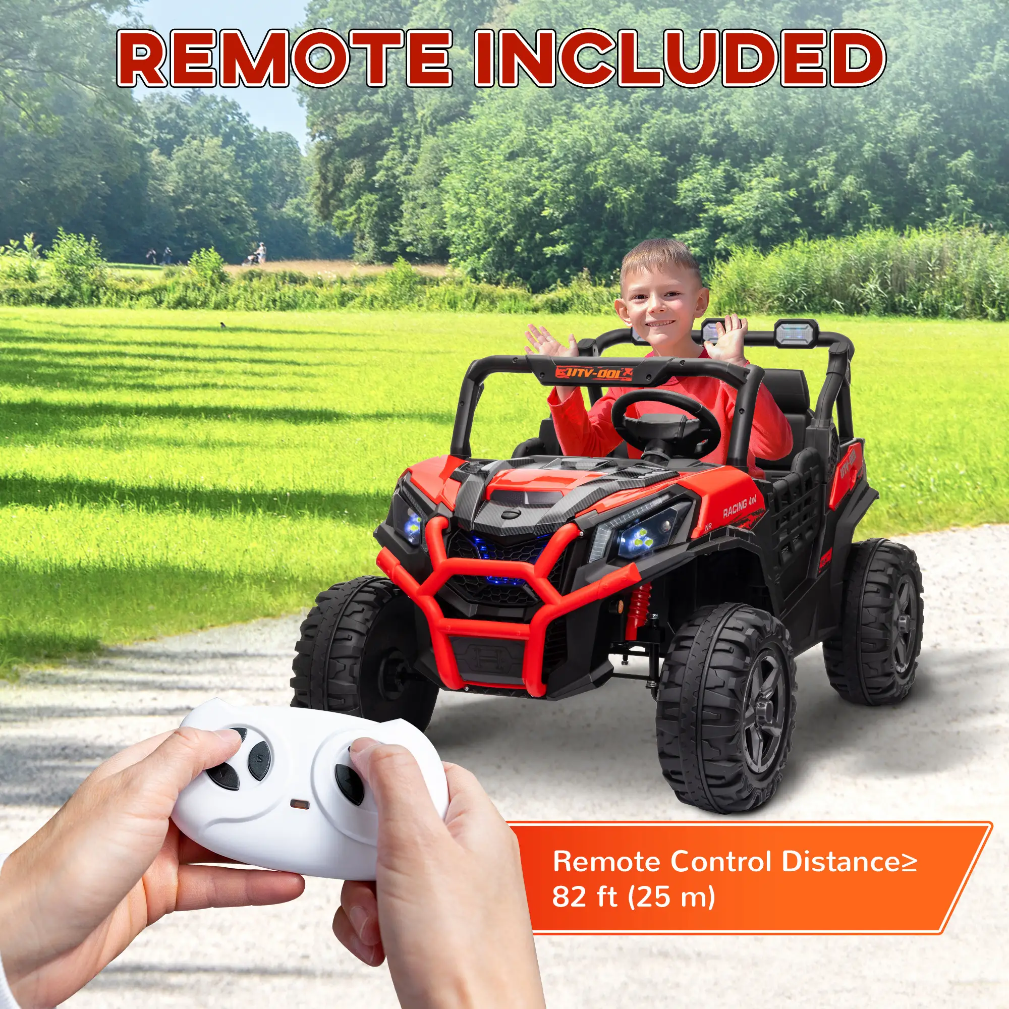 2 Seater 24V Electric Car for Kids, Remote Control, 3 Speed, LED Lights, Red - Image 9