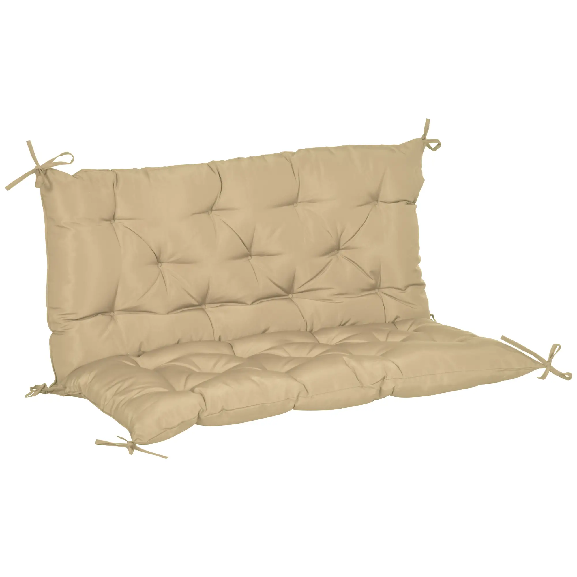 2-Seater Garden Bench Cushion, Swing Chair Mat Replacement, 39.4"x38.6", Khaki