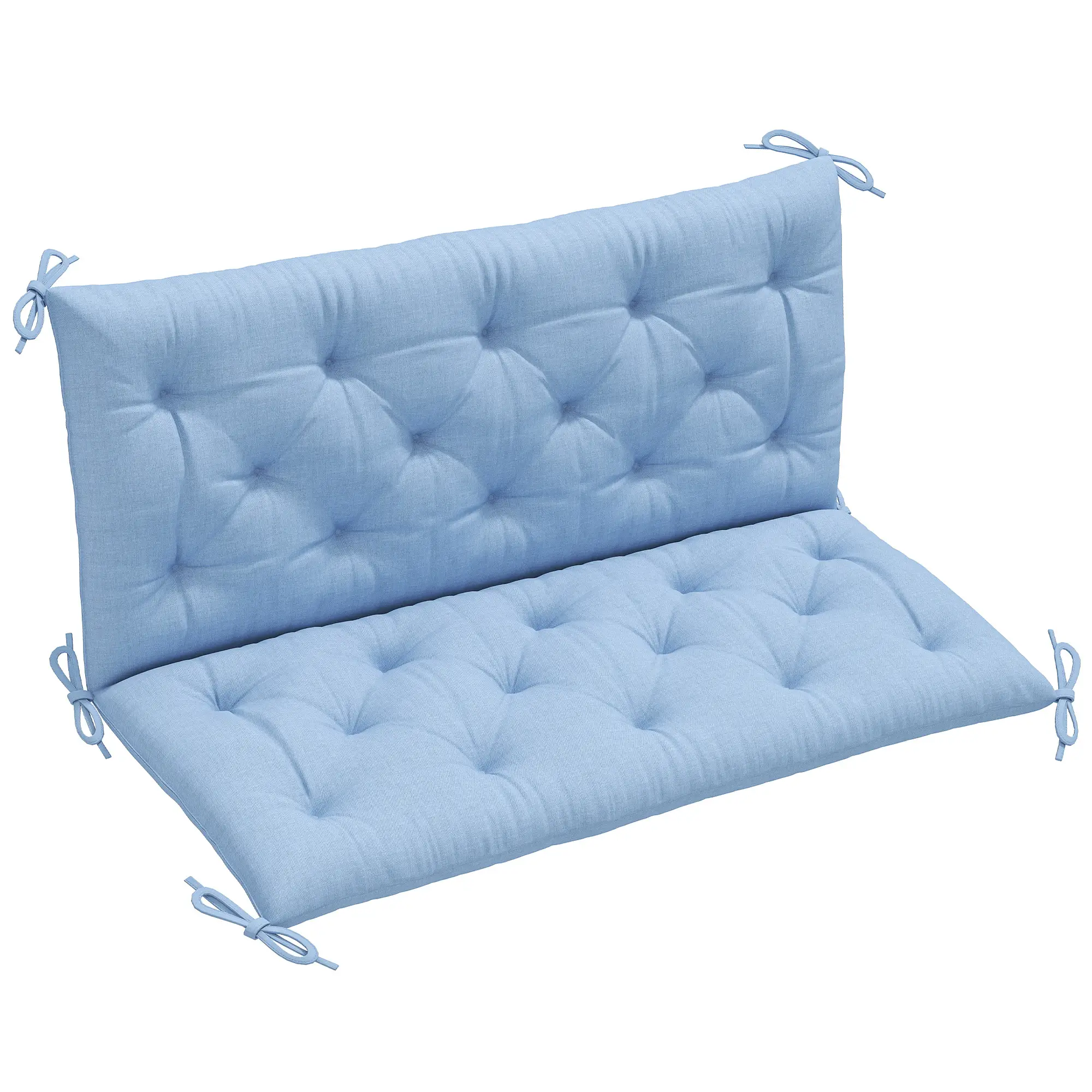 2 Seater Garden Bench Cushion, Thick Outdoor Non-Slip, 47" x 43" x 5", Light Blue