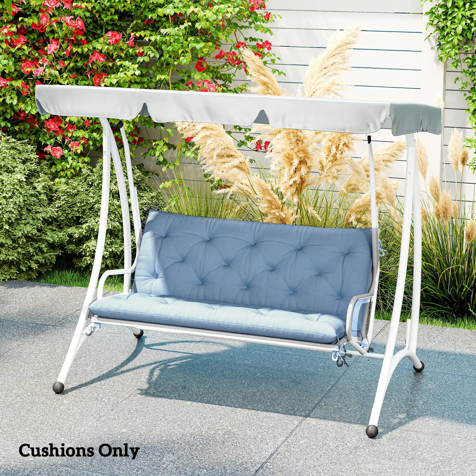 2 Seater Garden Bench Cushion, Thick Outdoor Non-Slip, 47" x 43" x 5", Light Blue - Image 7