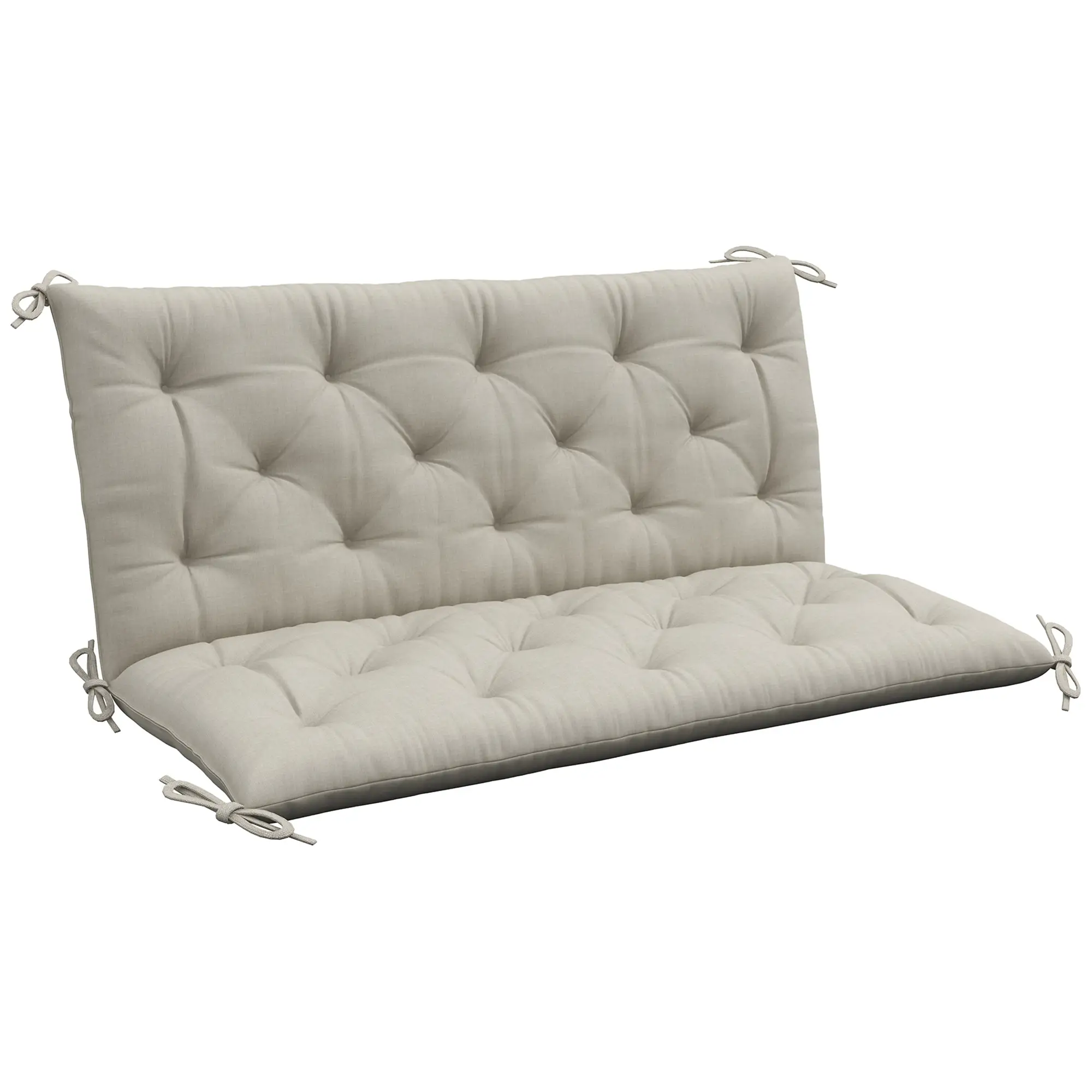 2 Seater Garden Bench Cushion, Thick Outdoor Non-Slip, 47" x 43" x 5", Light Grey