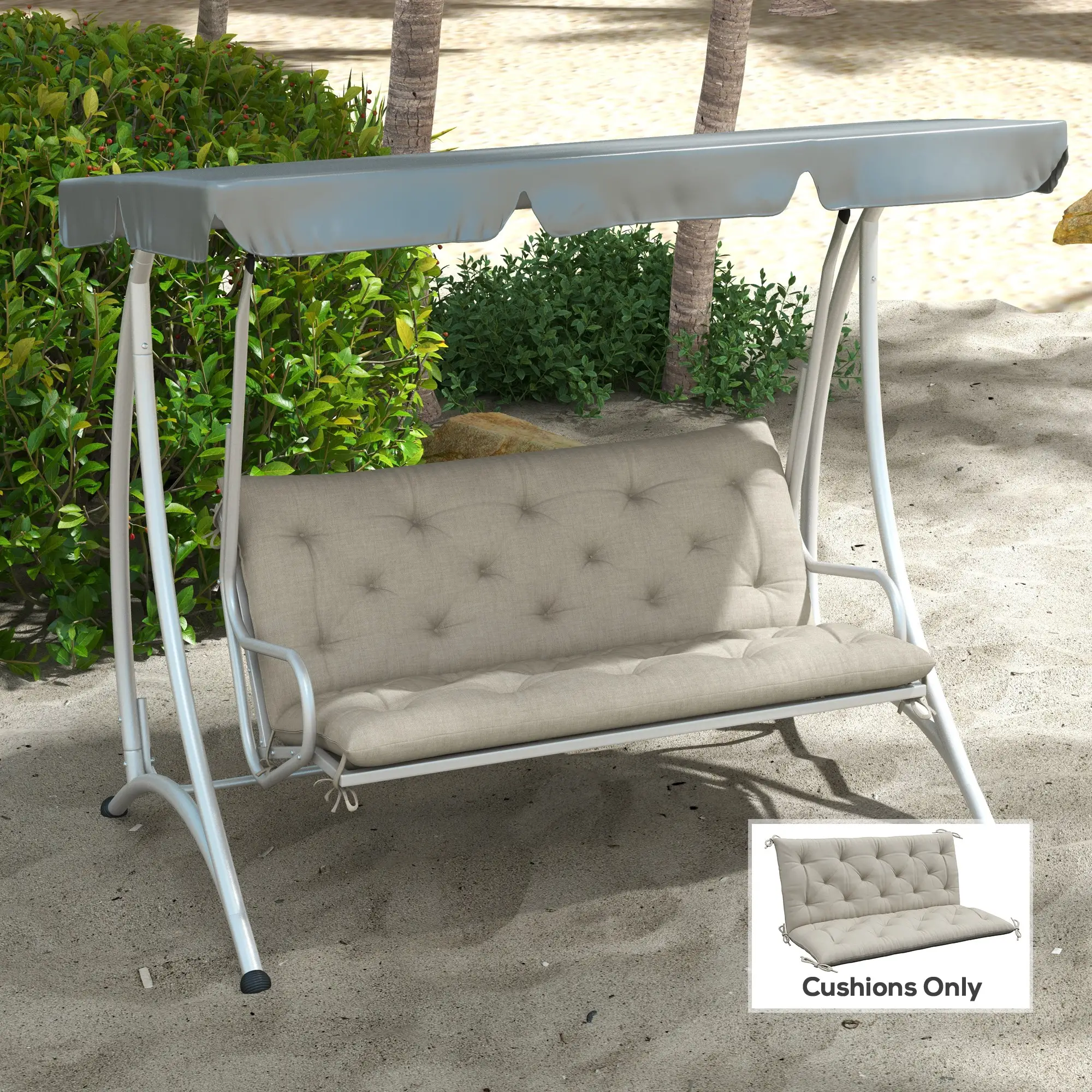 2 Seater Garden Bench Cushion, Thick Outdoor Non-Slip, 47" x 43" x 5", Light Grey - Image 2