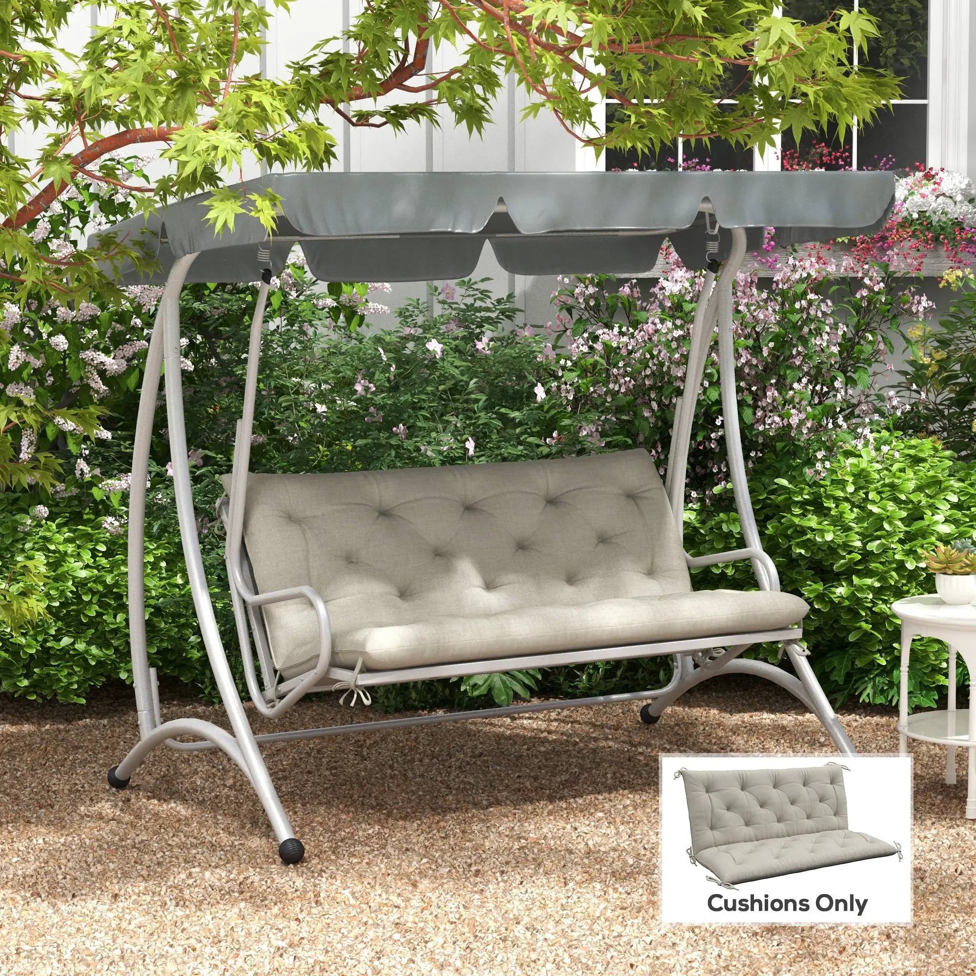 2 Seater Garden Bench Cushion, Thick Outdoor Non-Slip, 47" x 43" x 5", Light Grey - Image 8