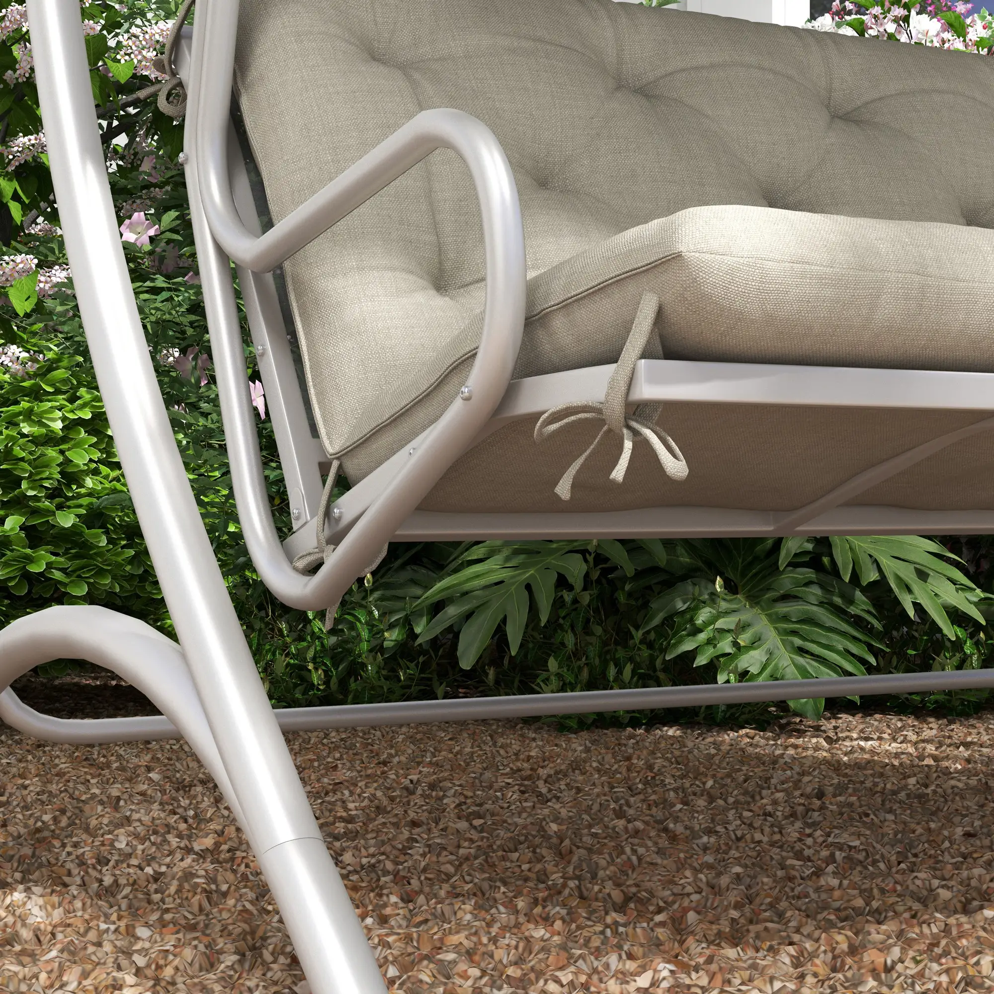 2 Seater Garden Bench Cushion, Thick Outdoor Non-Slip, 47" x 43" x 5", Light Grey - Image 9