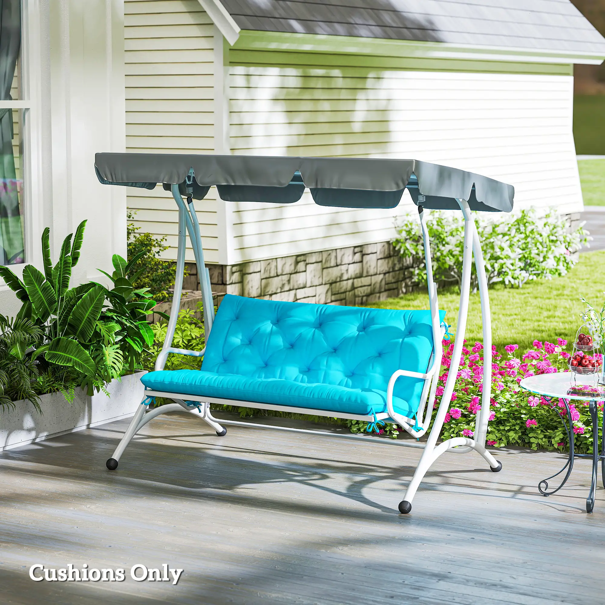 2 Seater Garden Bench Cushion, Thick Outdoor Non-Slip, 47" x 43" x 5", Turquoise - Image 10