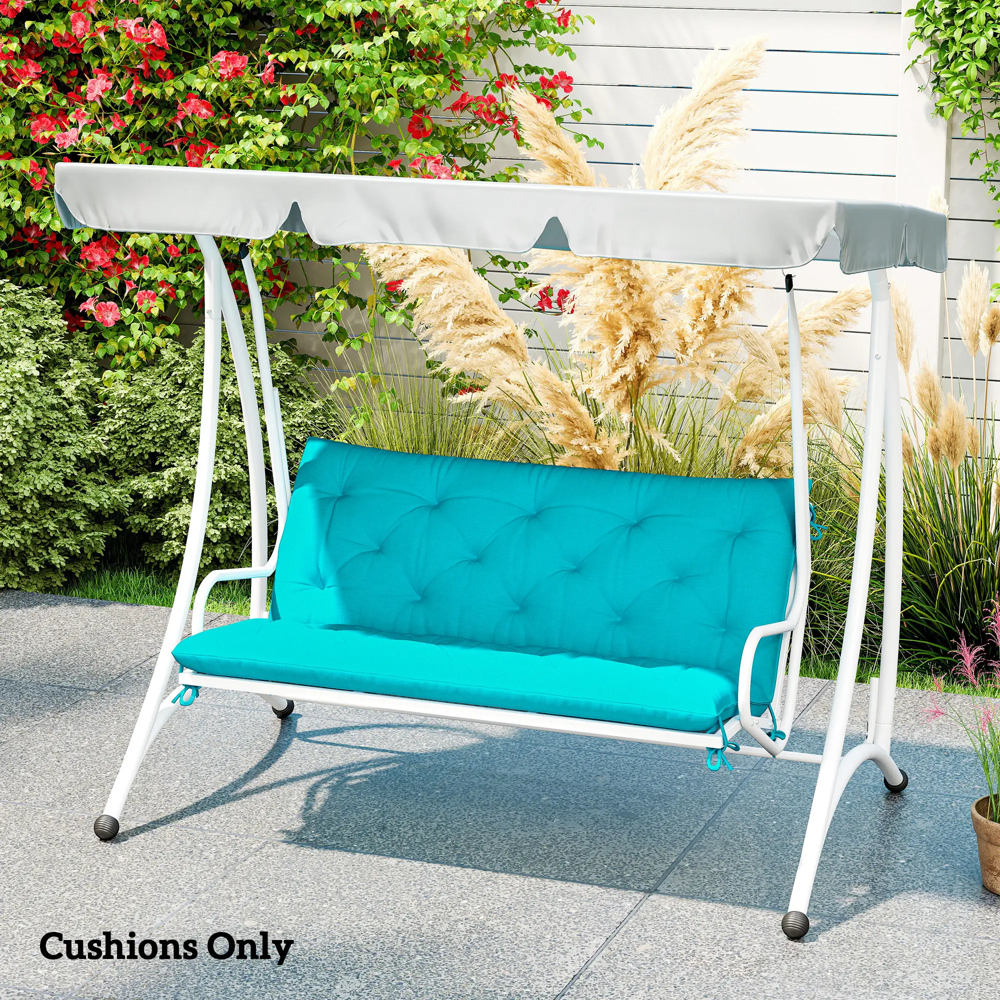 2 Seater Garden Bench Cushion, Thick Outdoor Non-Slip, 47" x 43" x 5", Turquoise - Image 7