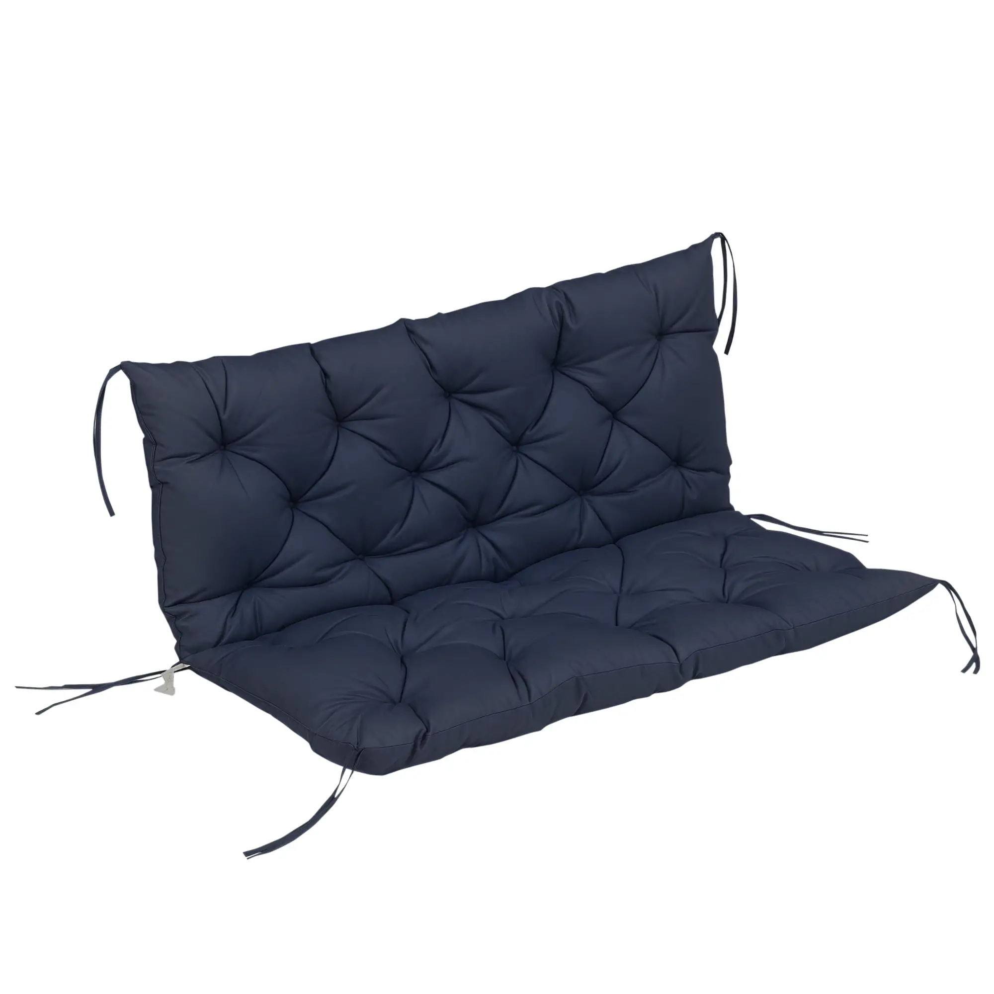 2 Seater Garden Bench Cushion, Thick Outdoor Non-Slip, 52" x 43" x 4", Navy Blue