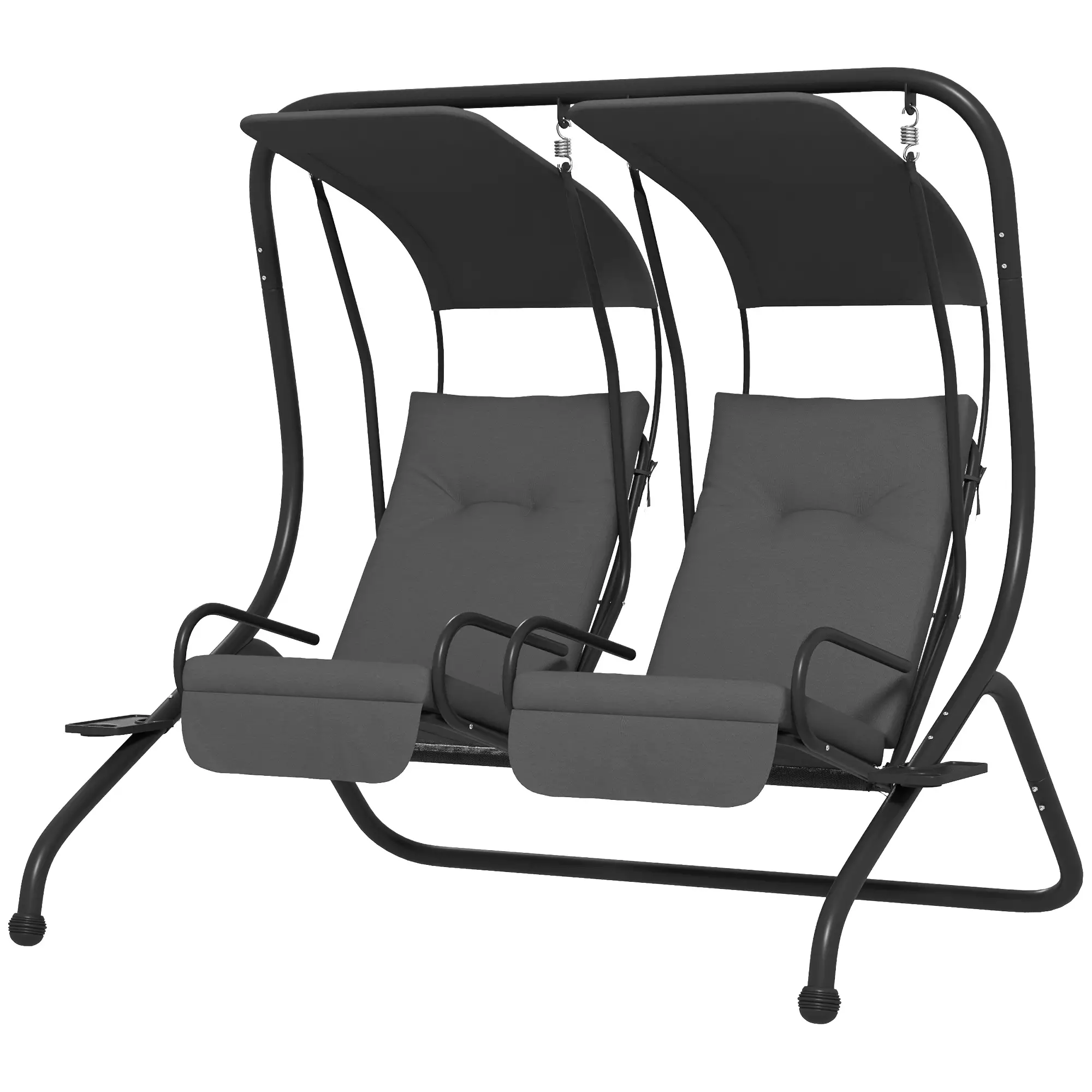 2-Seater Outdoor Porch Swing with Canopy, Grey