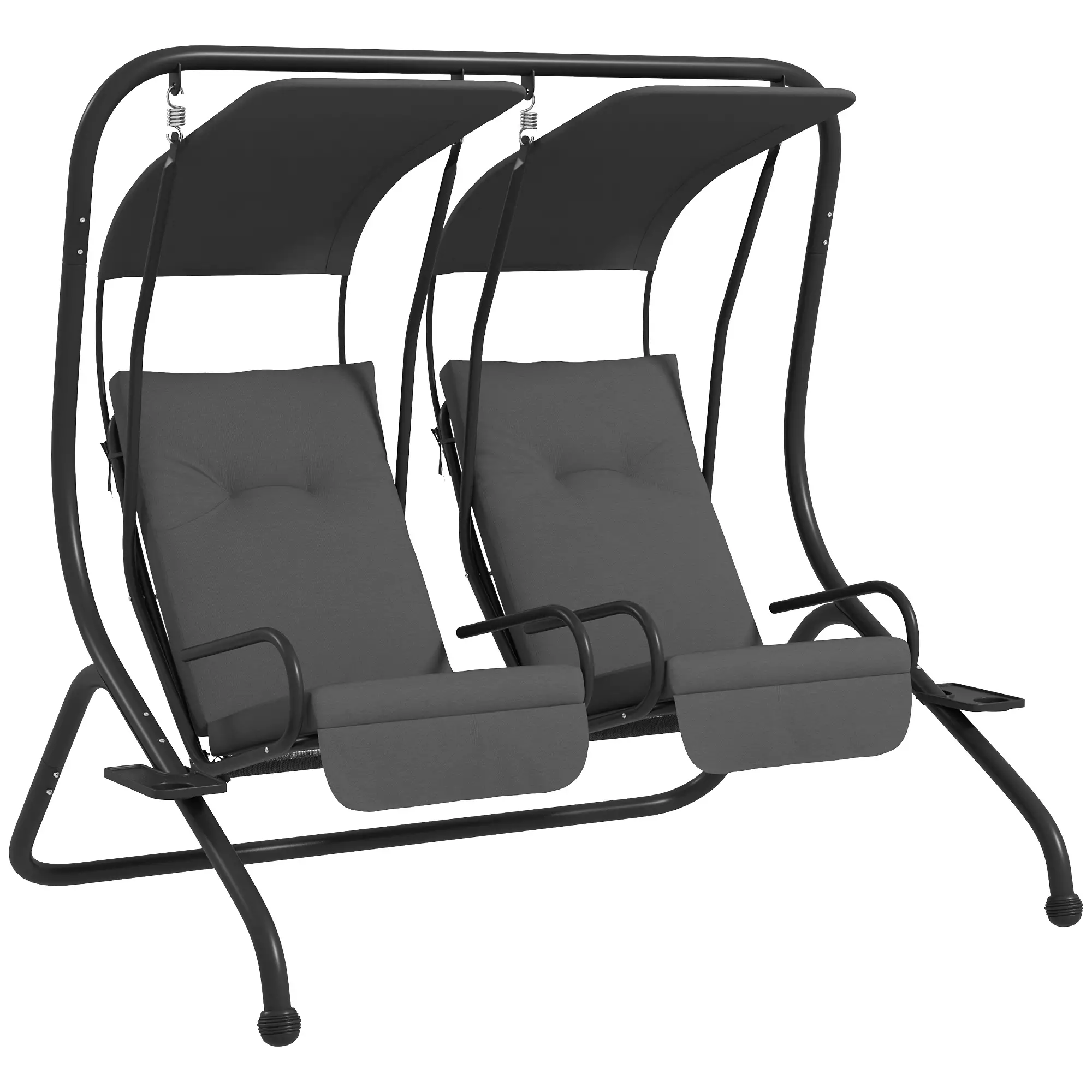 2-Seater Outdoor Porch Swing with Canopy, Grey - Image 11