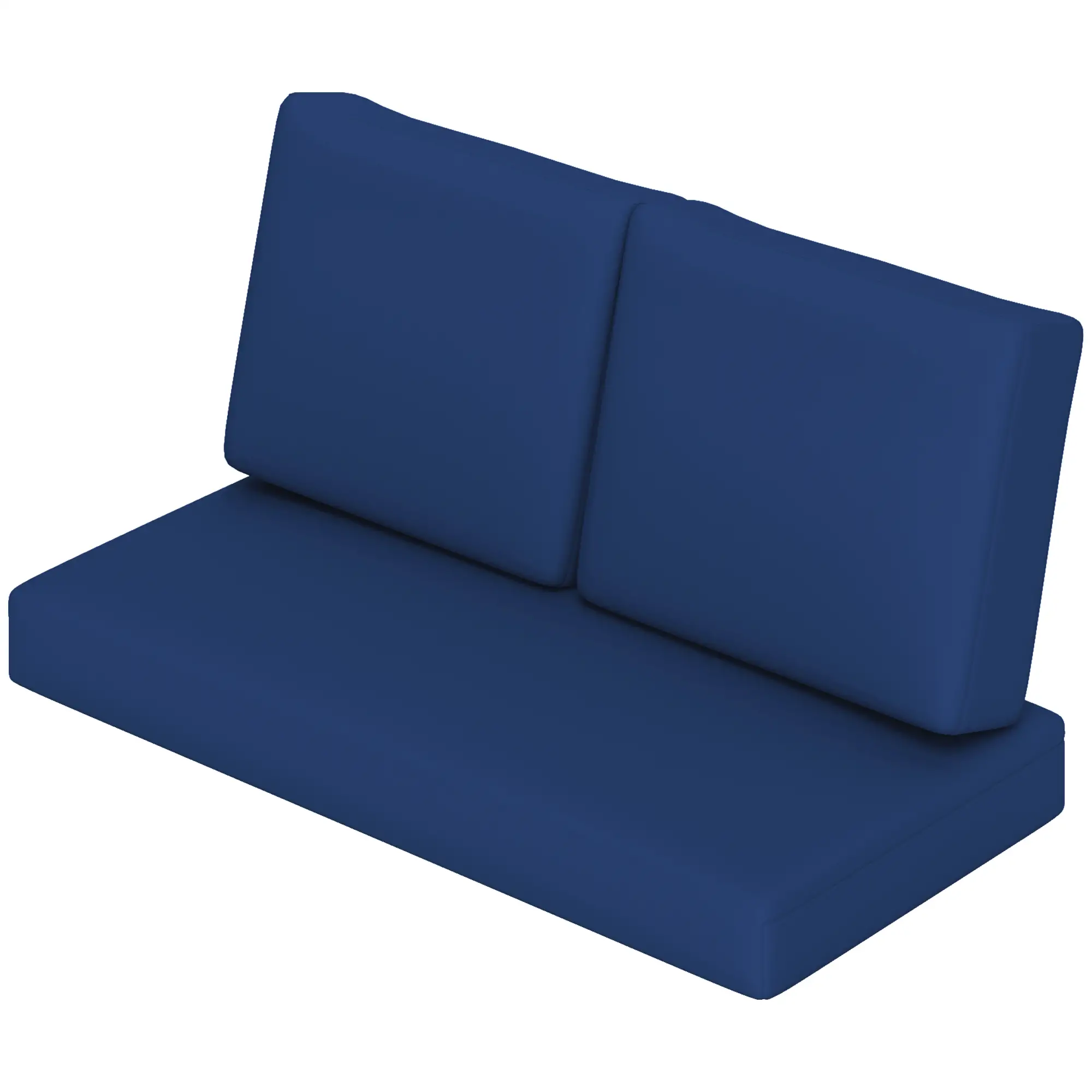 2 Seater Outdoor Seat Cushions, 5" Thick, 7" Backrest, Navy Blue