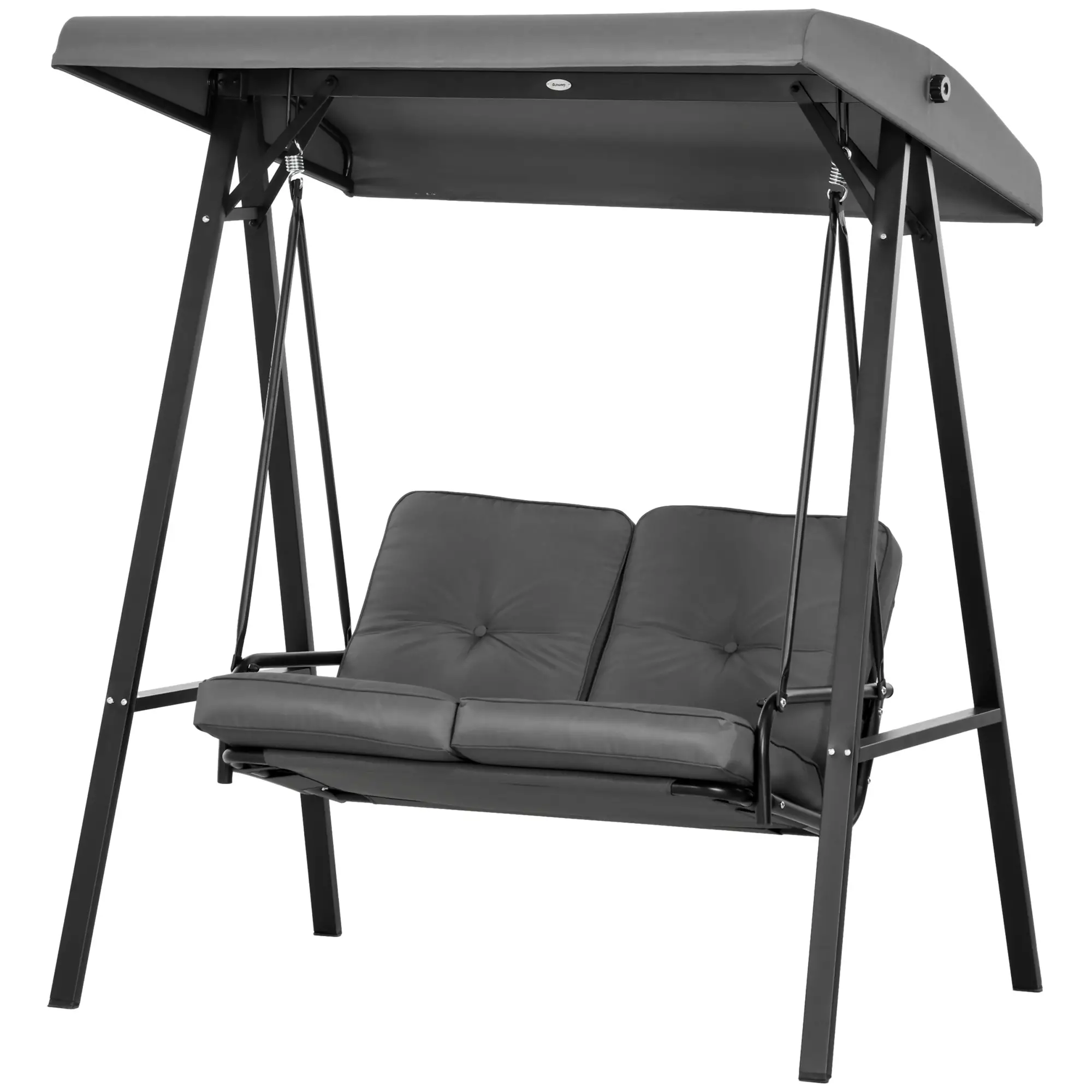 2-Seater Outdoor Swing with Canopy, Patio Chair, Dark Grey