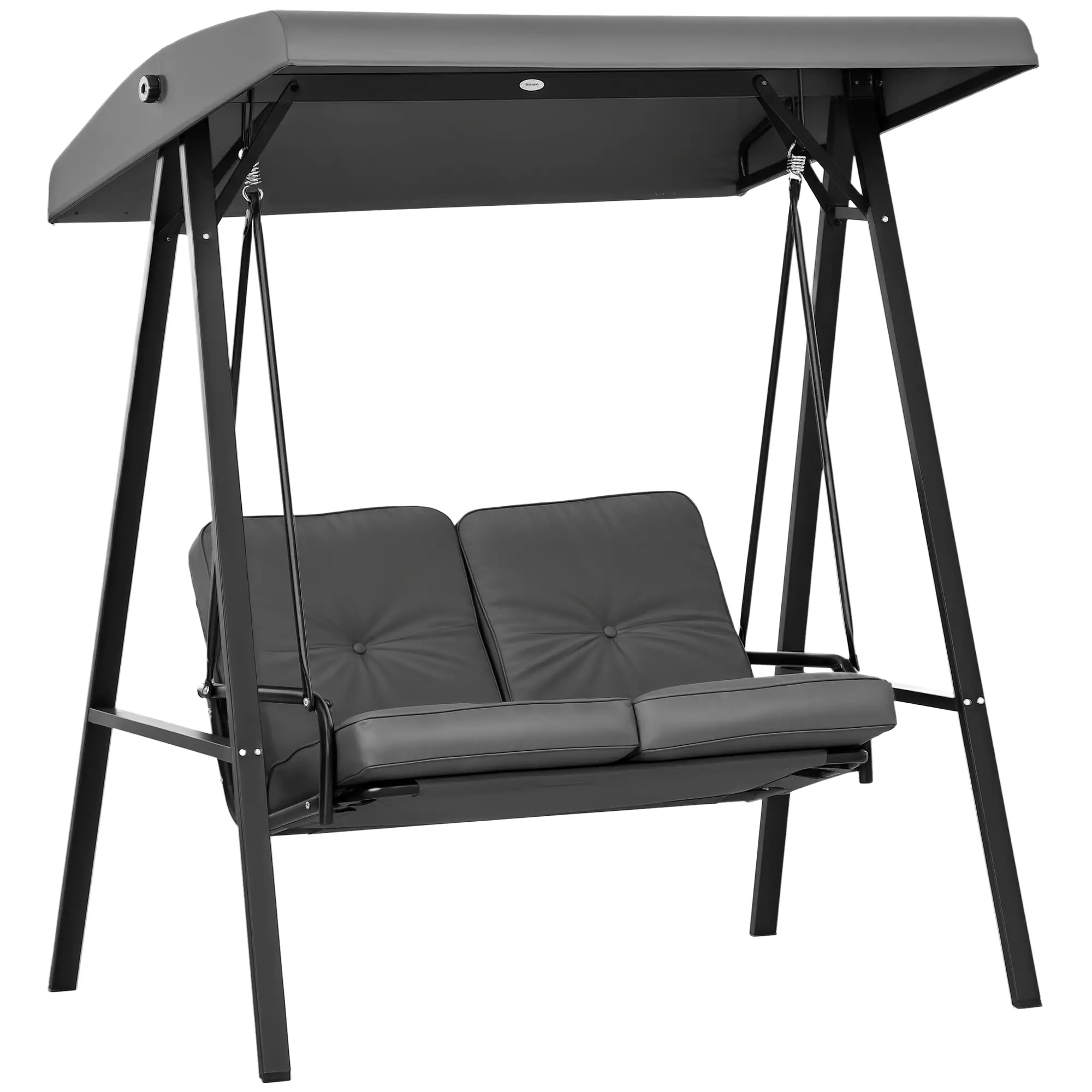 2-Seater Outdoor Swing with Canopy, Patio Chair, Dark Grey - Image 11