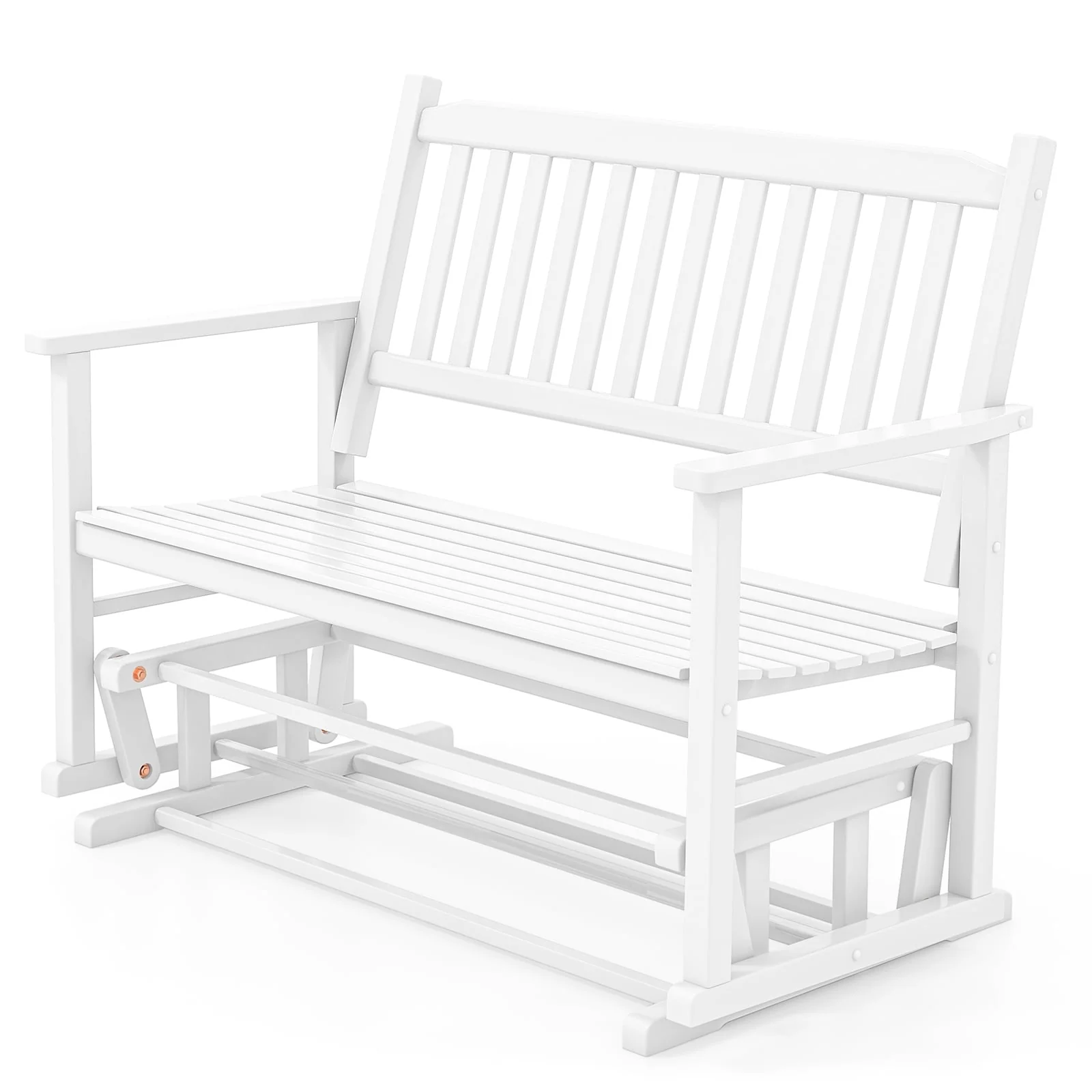 2 Seats Outdoor Glider Bench, White