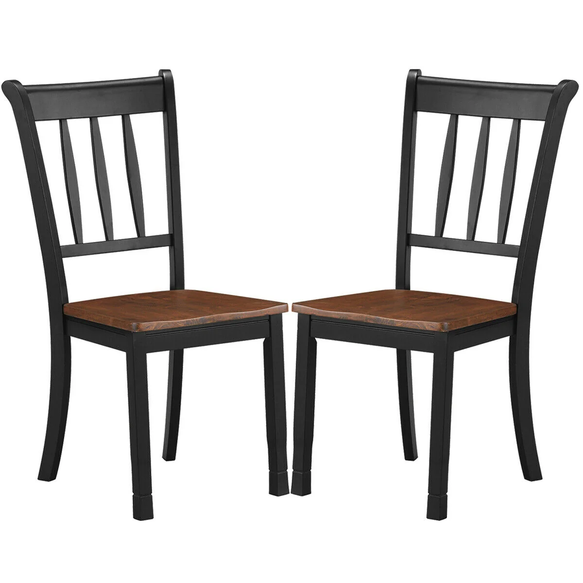 2 Solid Spindle Back Wood Dining Chairs, Black - Image 5