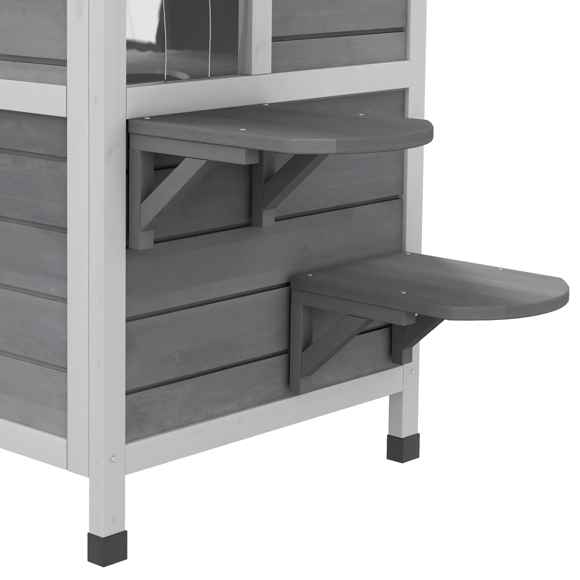 2-Storey Outdoor Cat House, Wooden Catio, Openable Roof, Grey - Image 10