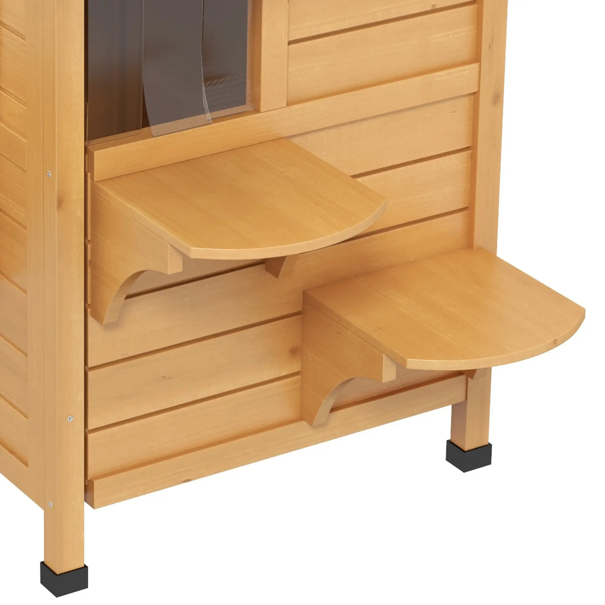 2-Storey Outdoor Cat House, Wooden Catio, Openable Roof, Yellow - Image 10
