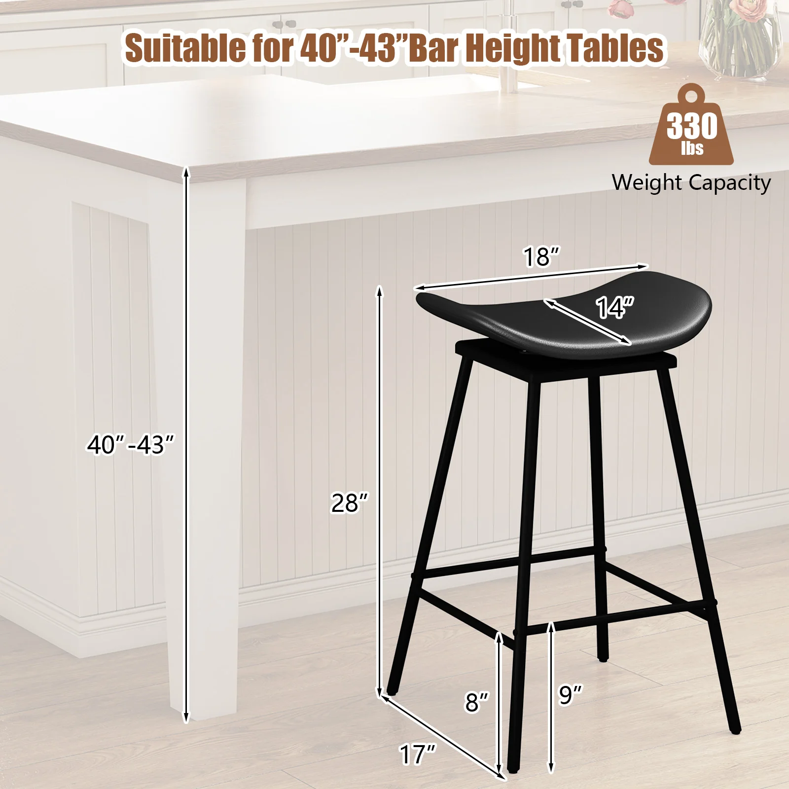 2 Swivel Barstools, Faux Leather, Backless With Footrest, Black - Image 5