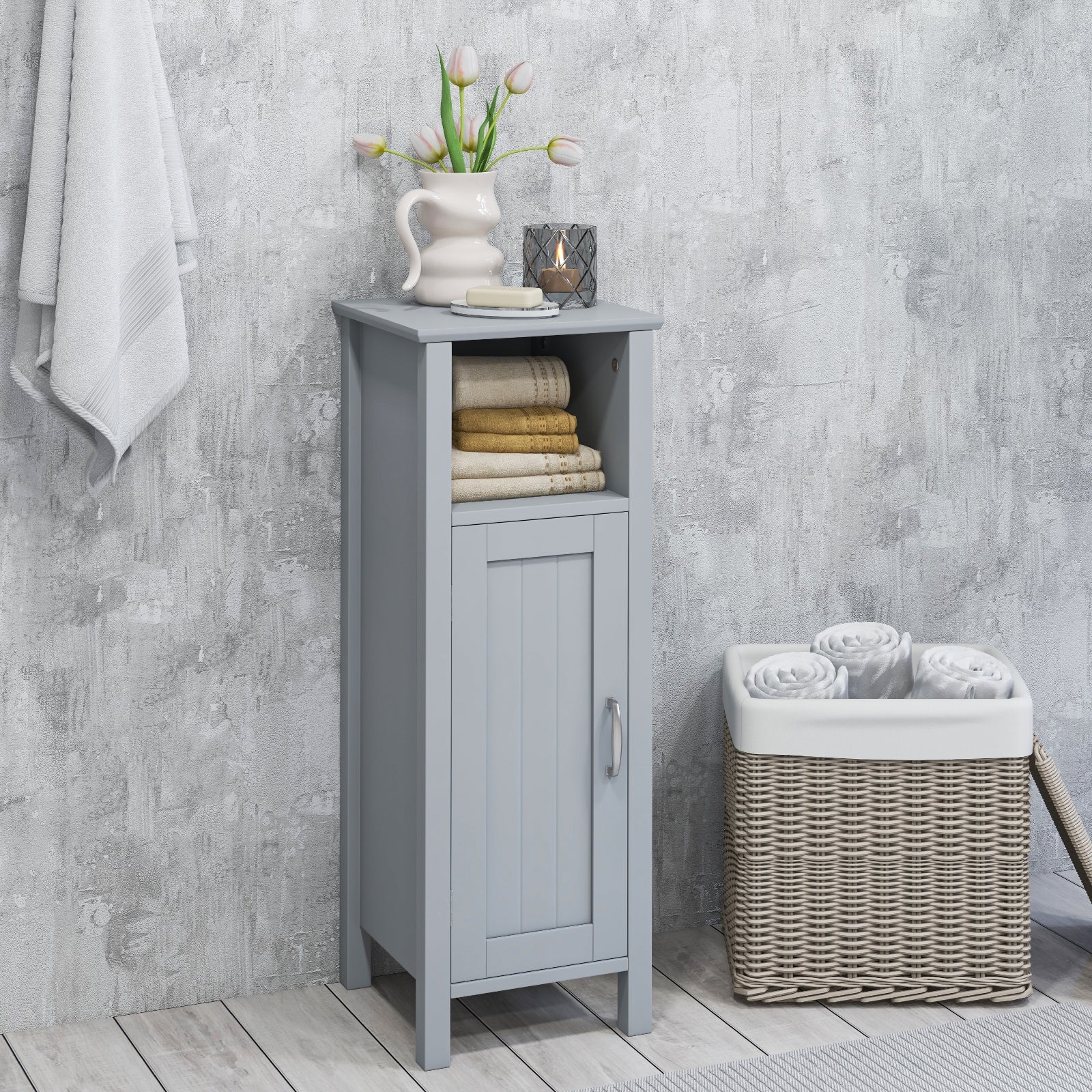 2-Tier Bathroom Storage Cabinet, Gray - Image 3