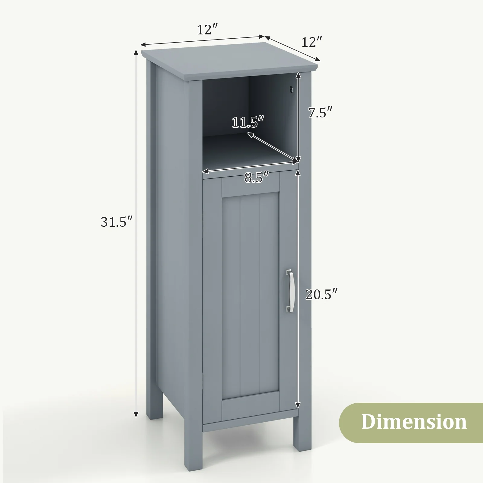 2-Tier Bathroom Storage Cabinet, Gray - Image 6
