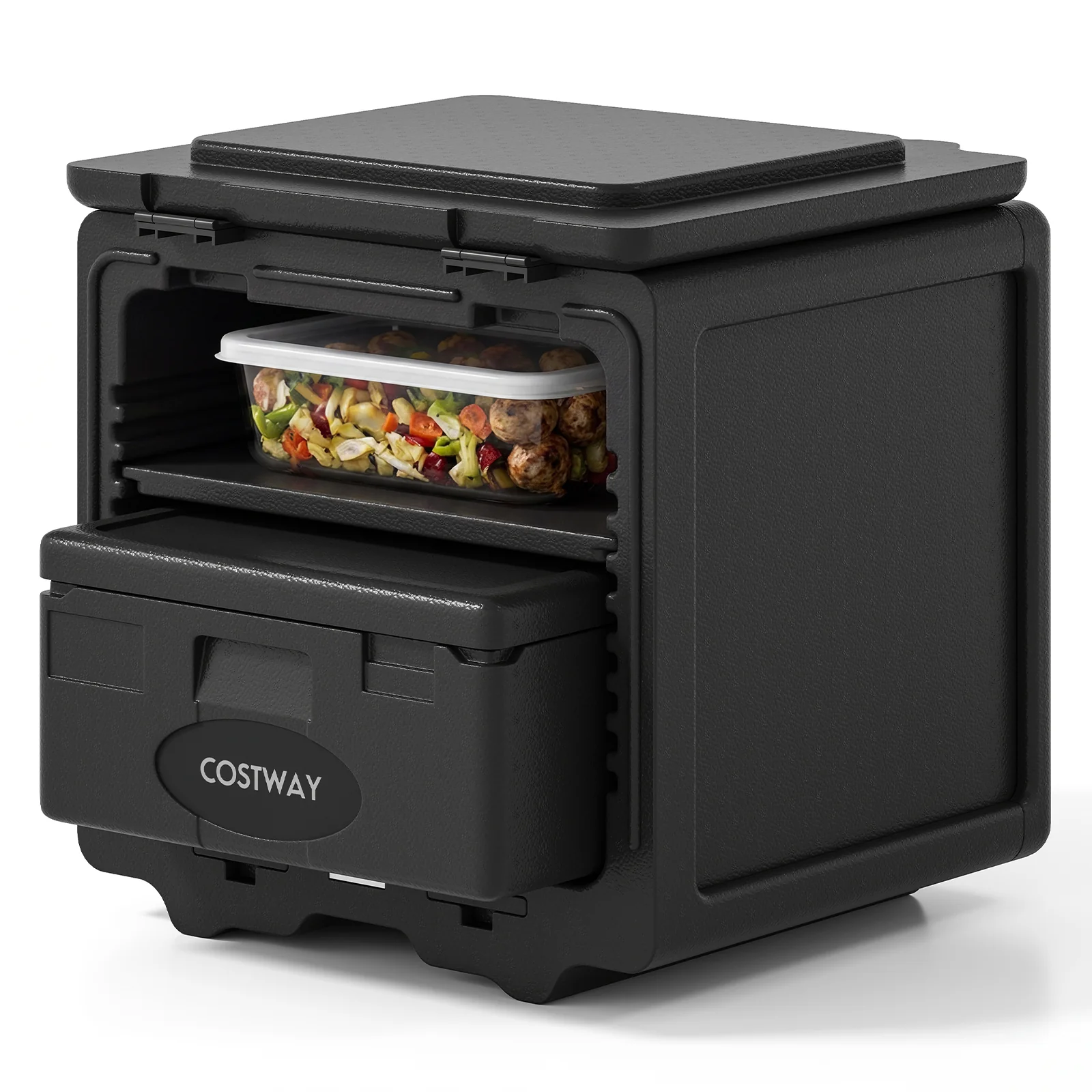 2 Tier Insulated Food Pan Carrier Food Warmer with Removable Tray and Box - Image 4