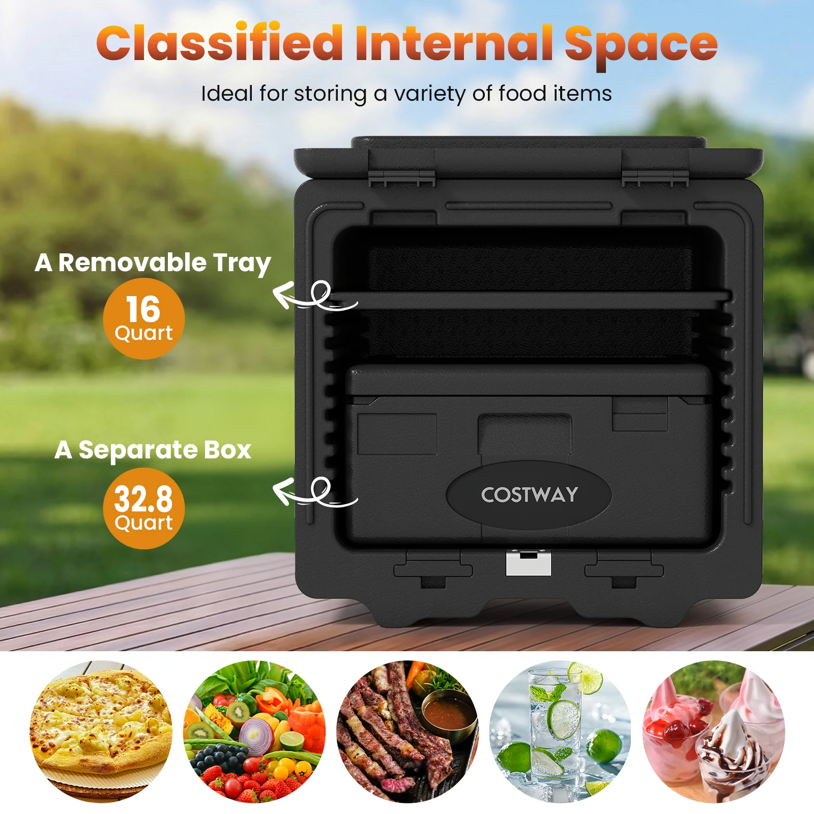 2 Tier Insulated Food Pan Carrier Food Warmer with Removable Tray and Box - Image 8