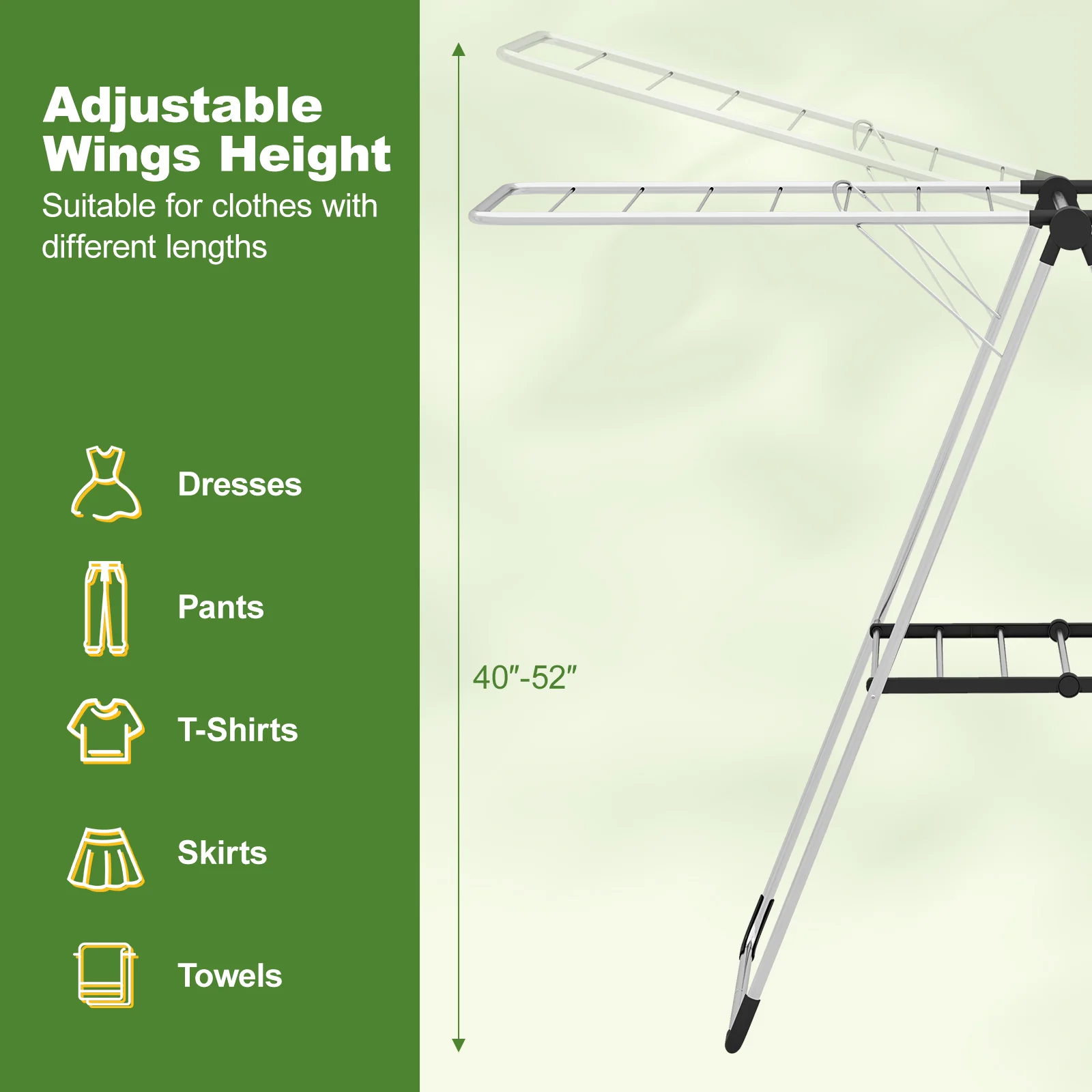 2-Tier Laundry Drying Rack, Folding Cloth Rack, Aluminum Frame, Silver - Image 10