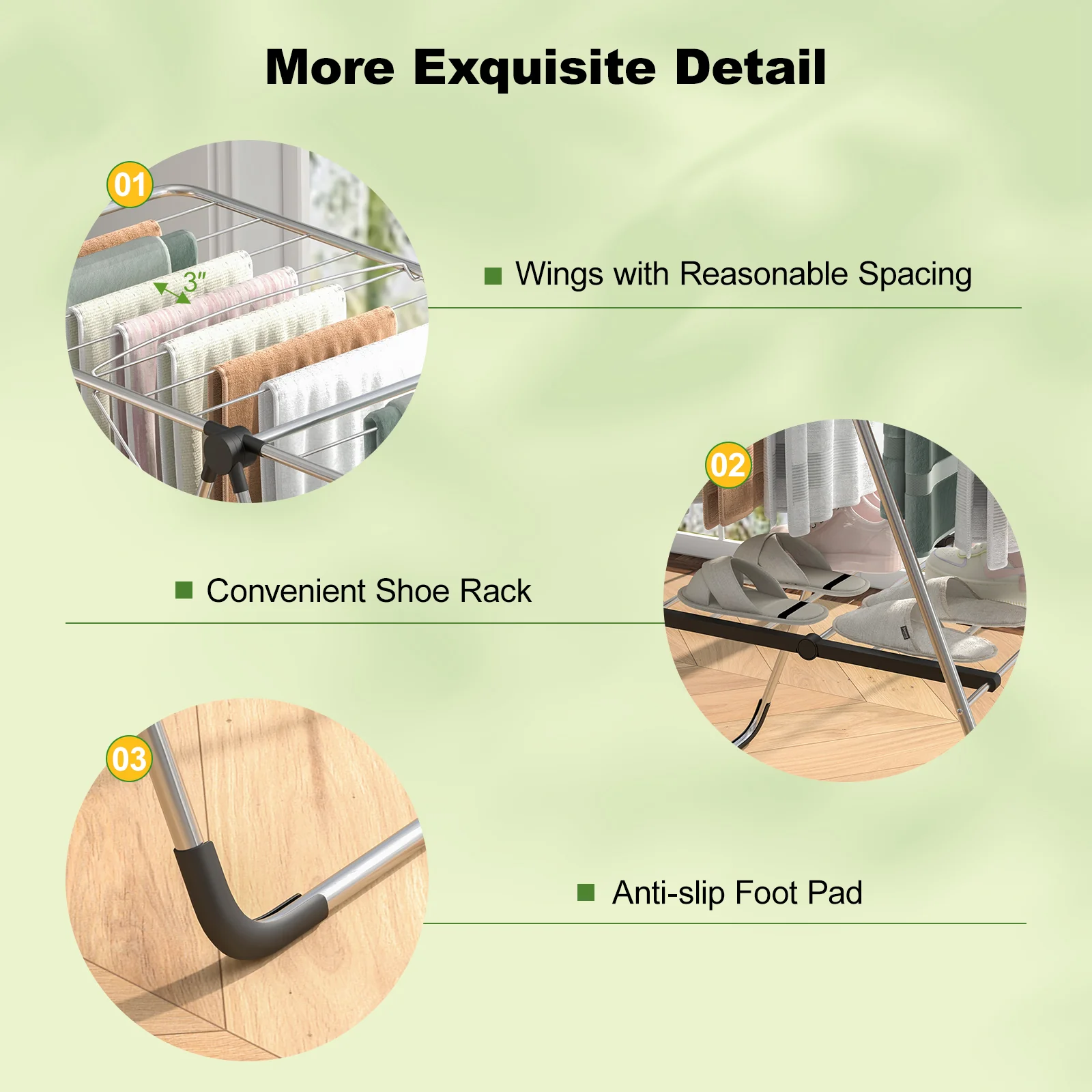2-Tier Laundry Drying Rack, Folding Cloth Rack, Aluminum Frame, Silver - Image 9