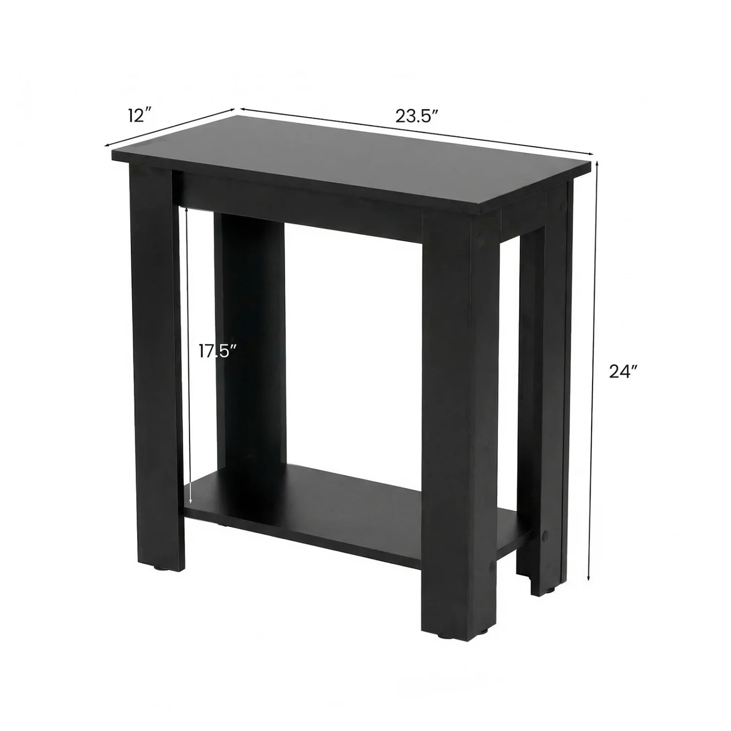 2-Tier Modern Compact End Table with Storage Shelf, Black - Image 4