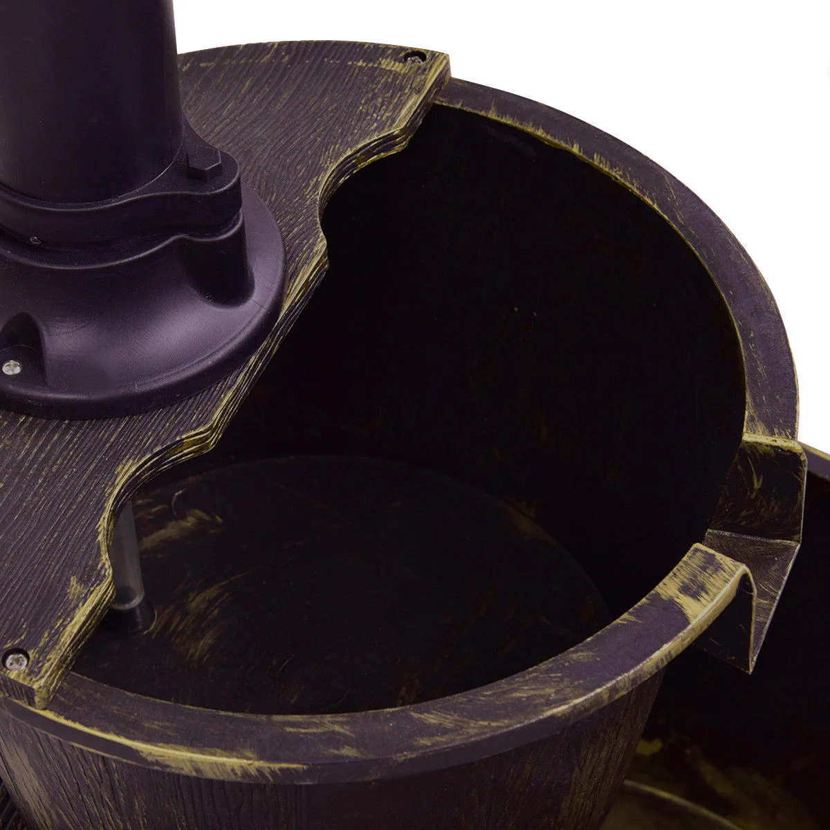 2 Tier Outdoor Barrel Waterfall Fountain With Pump, Bronze - Image 7
