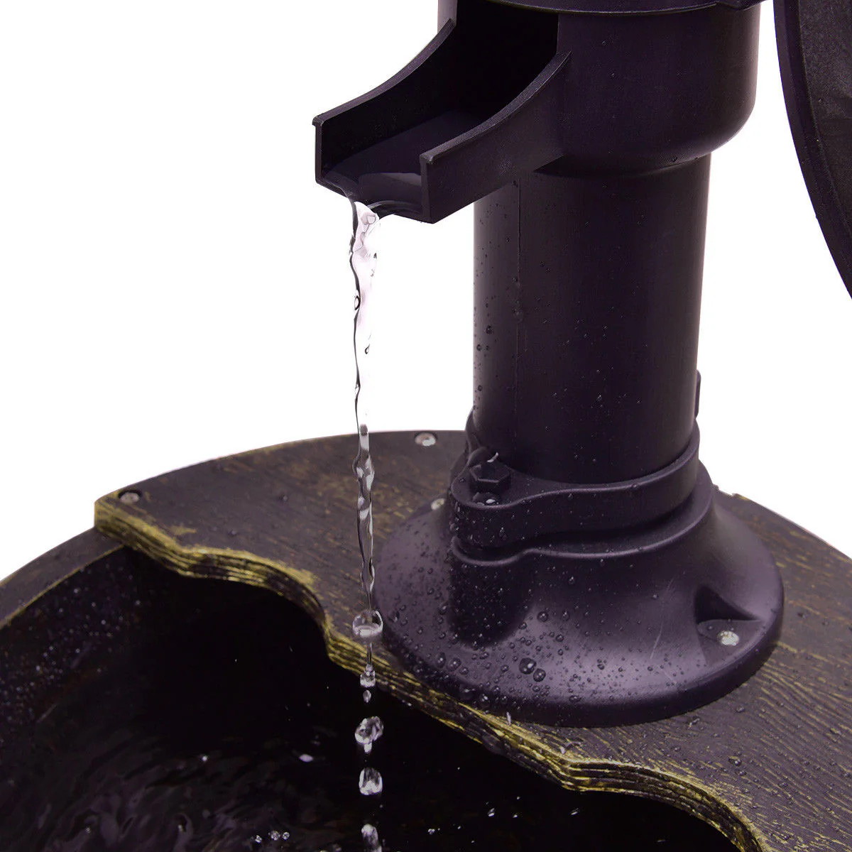 2 Tier Outdoor Barrel Waterfall Fountain With Pump, Bronze - Image 9