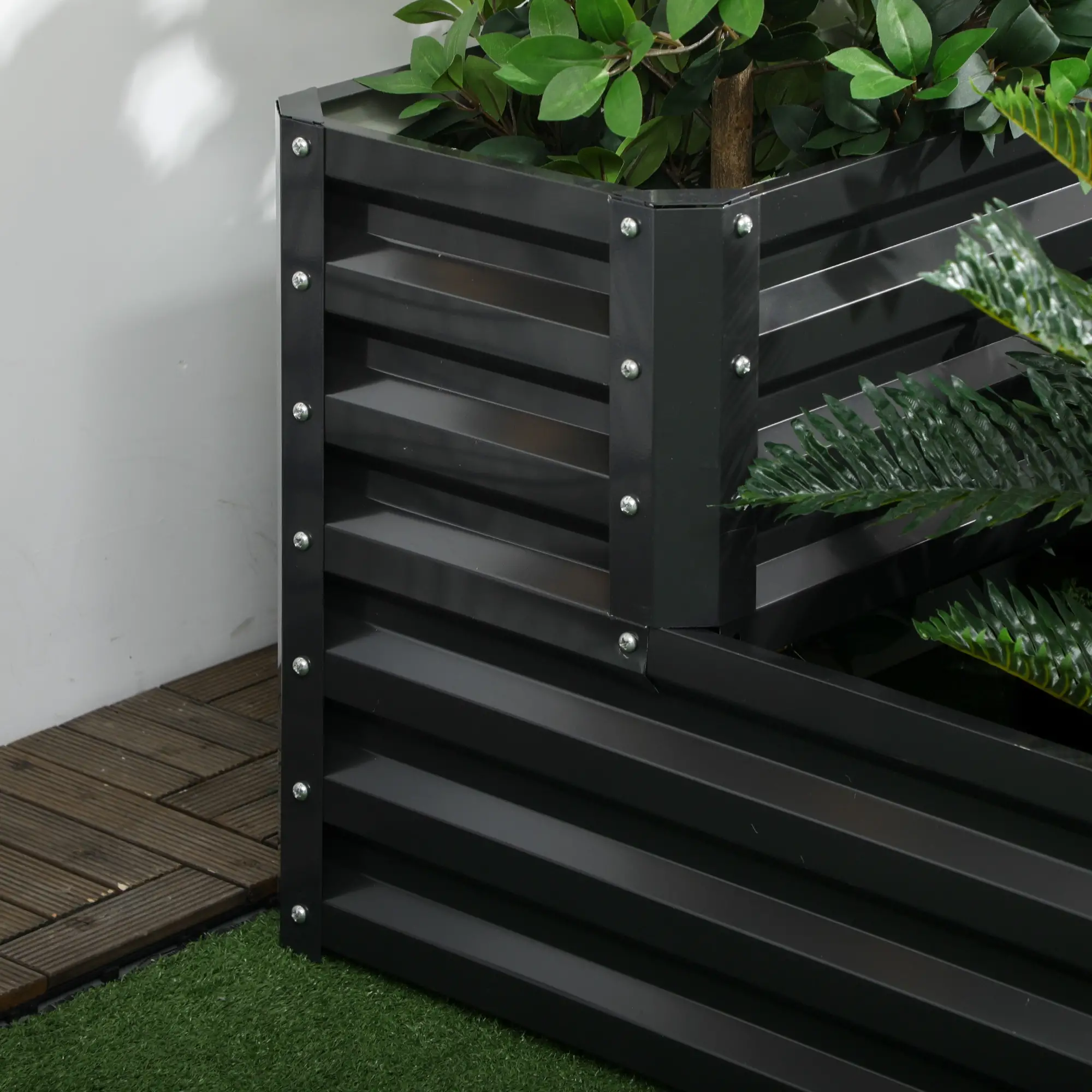 2 Tier Raised Garden Bed, 47" x 40" x 23", Galvanized Steel, Dark Grey - Image 10