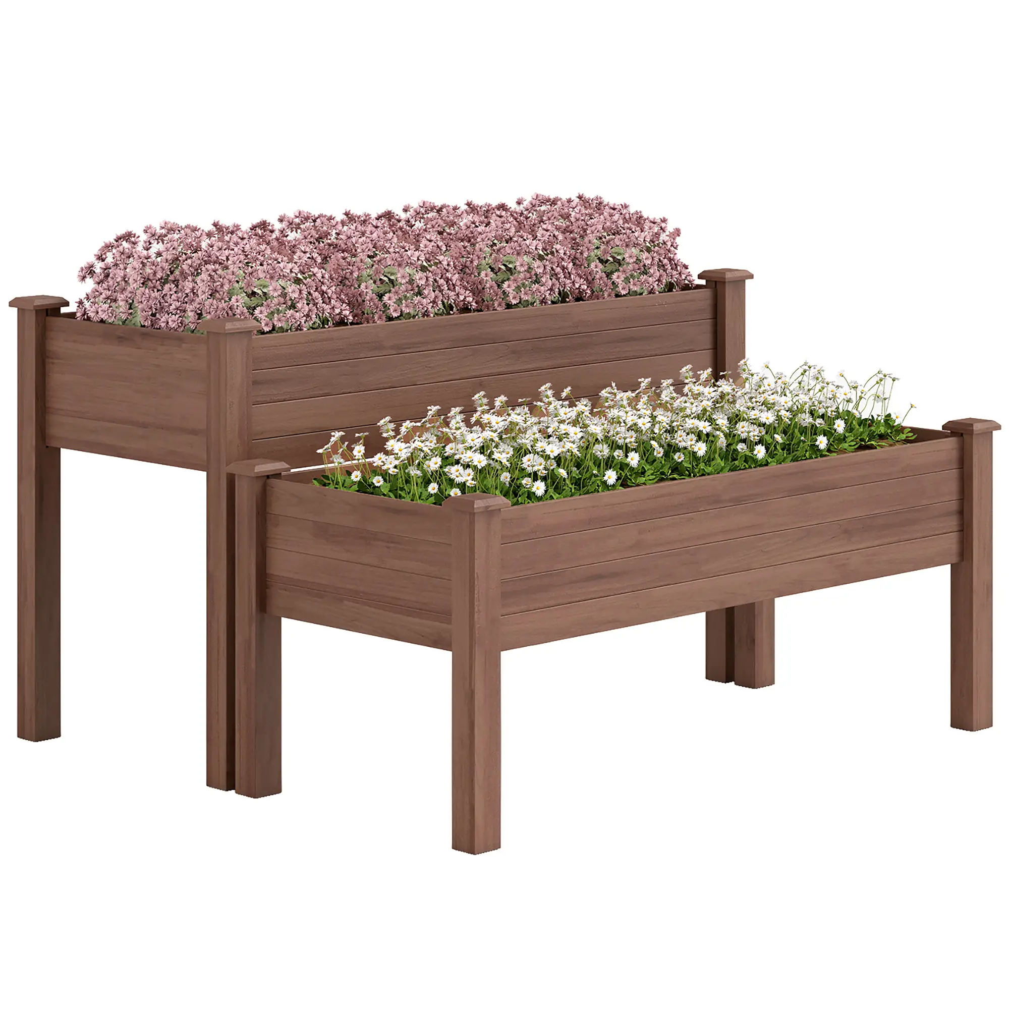 2 Tier Raised Garden Bed, Wooden Elevated Planter Box, Carbonised - Image 11