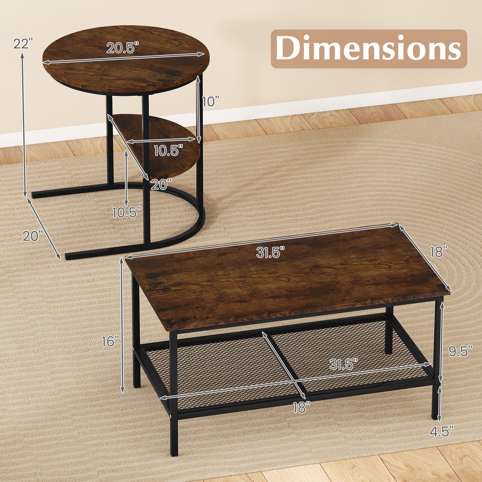 2-Tier Rectangle Coffee & End Table - Image 5
