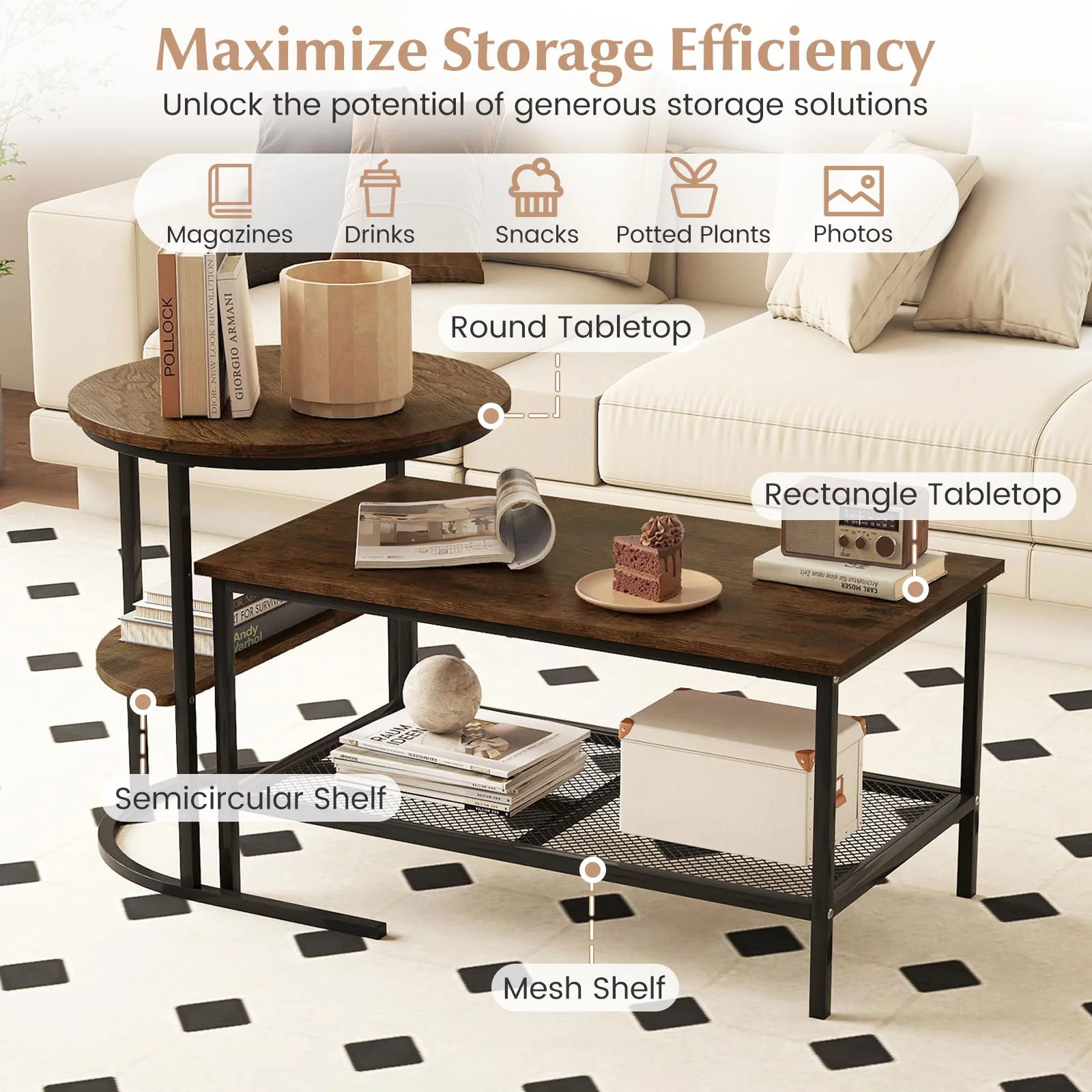 2-Tier Rectangle Coffee & End Table - Image 7