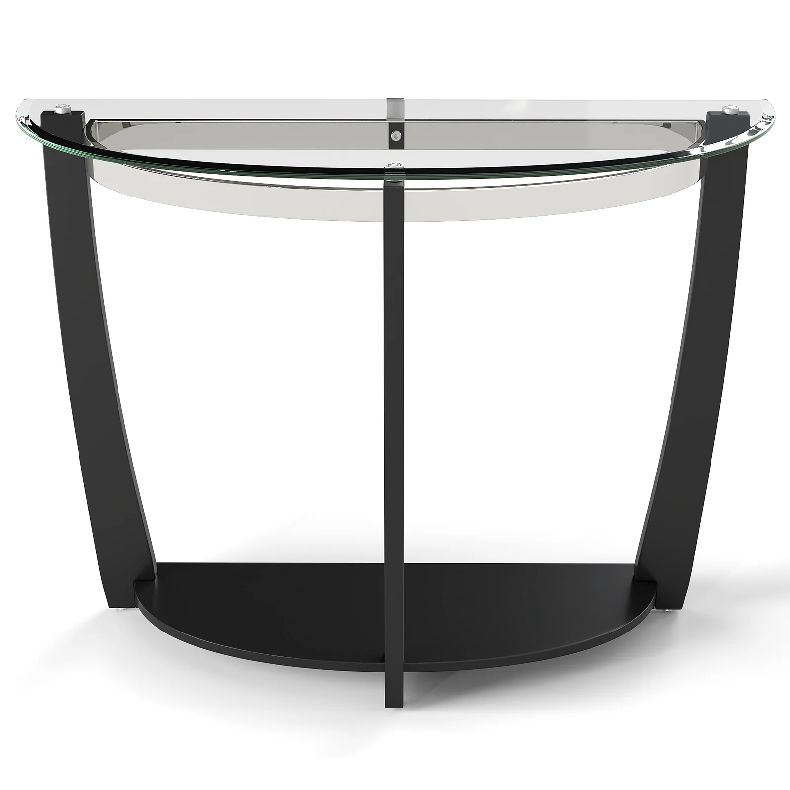 2-tier Tempered Glass Console Table with Clear Glass Top and Open Shelf, Black - Image 5