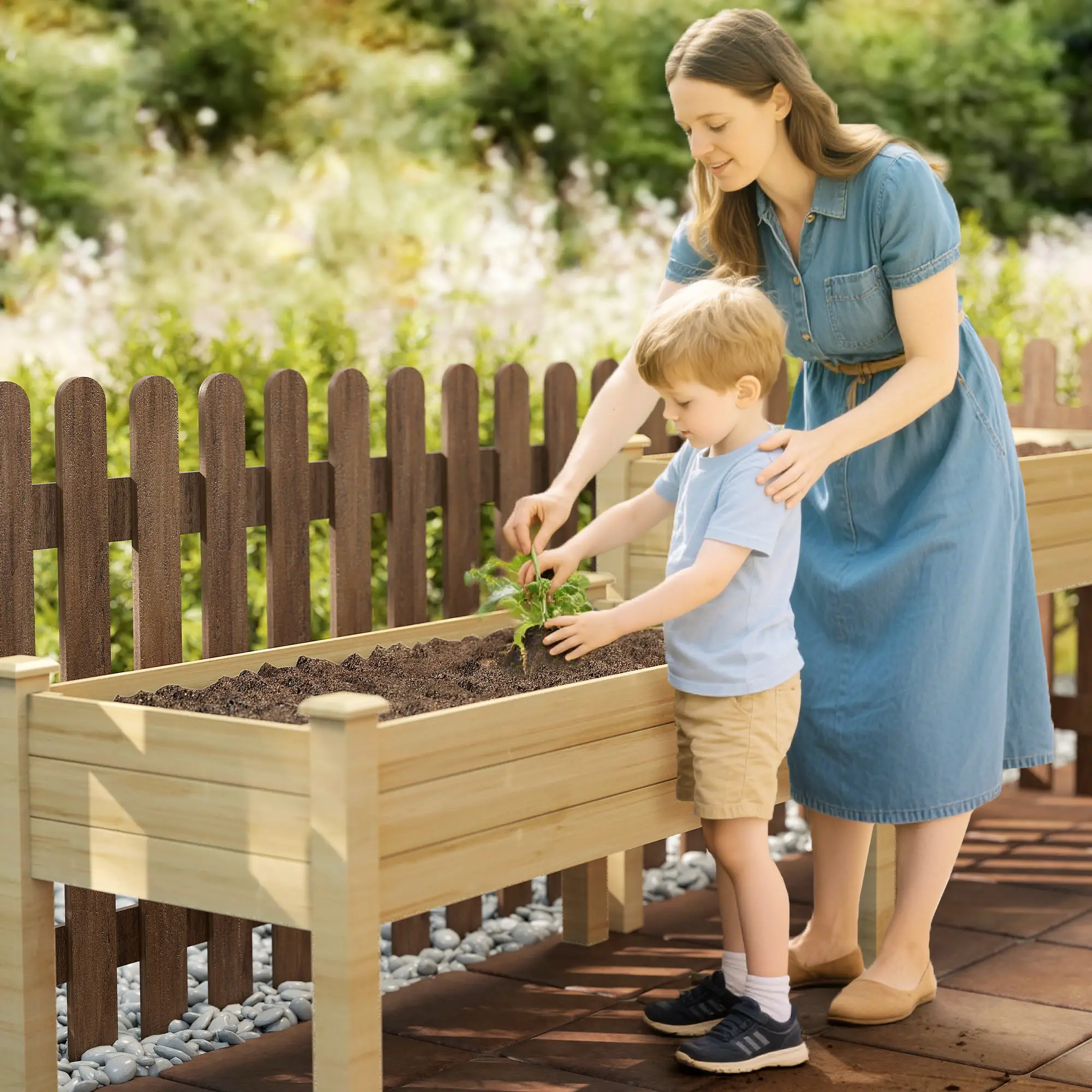 2 Tier Wood Plant Raised Bed, Grow Box Stand, Garden Step Planter - Image 10