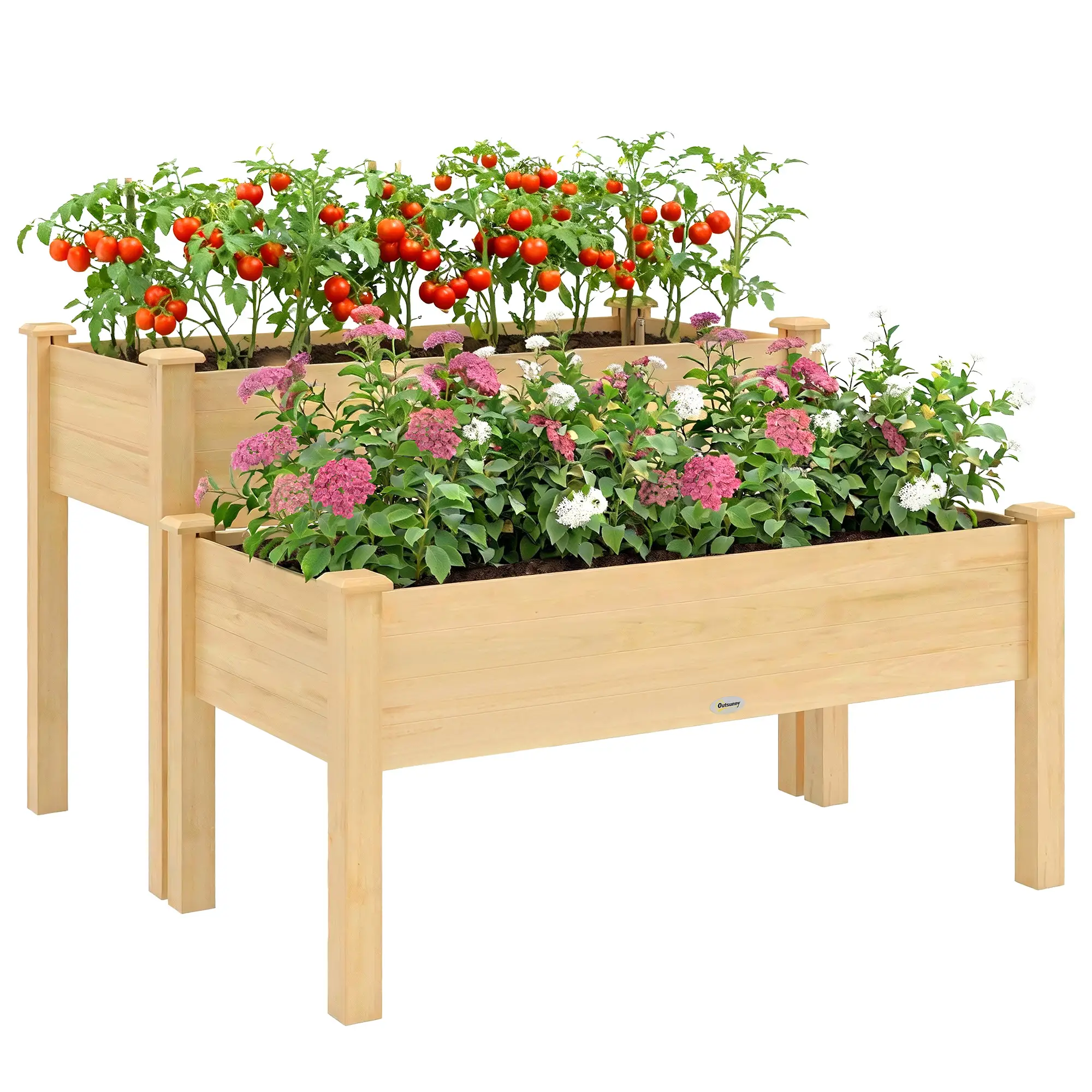 2 Tier Wood Plant Raised Bed, Grow Box Stand, Garden Step Planter - Image 11